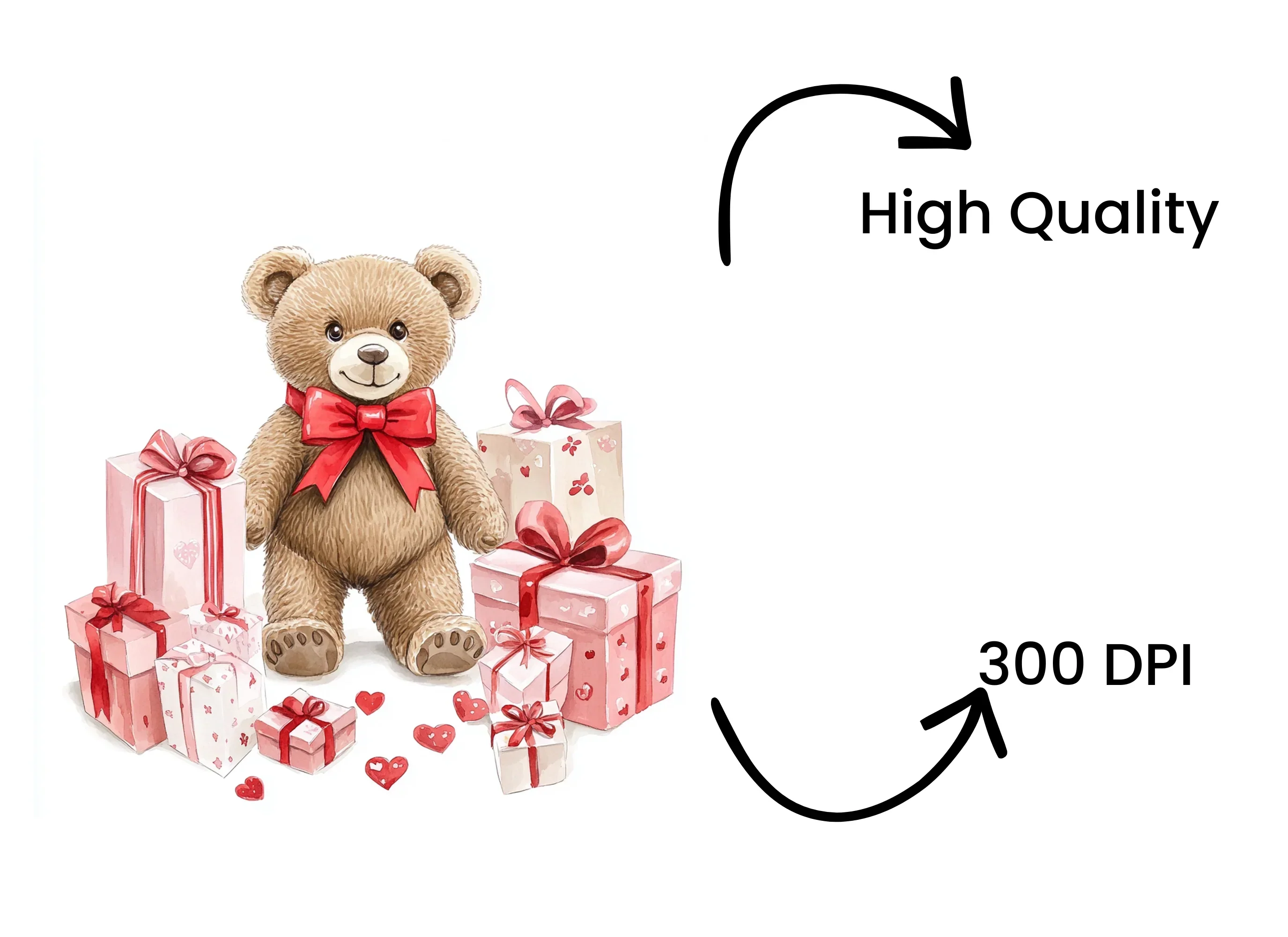Cute Teddy Bear with Gifts Clipart Bundle - Image 4