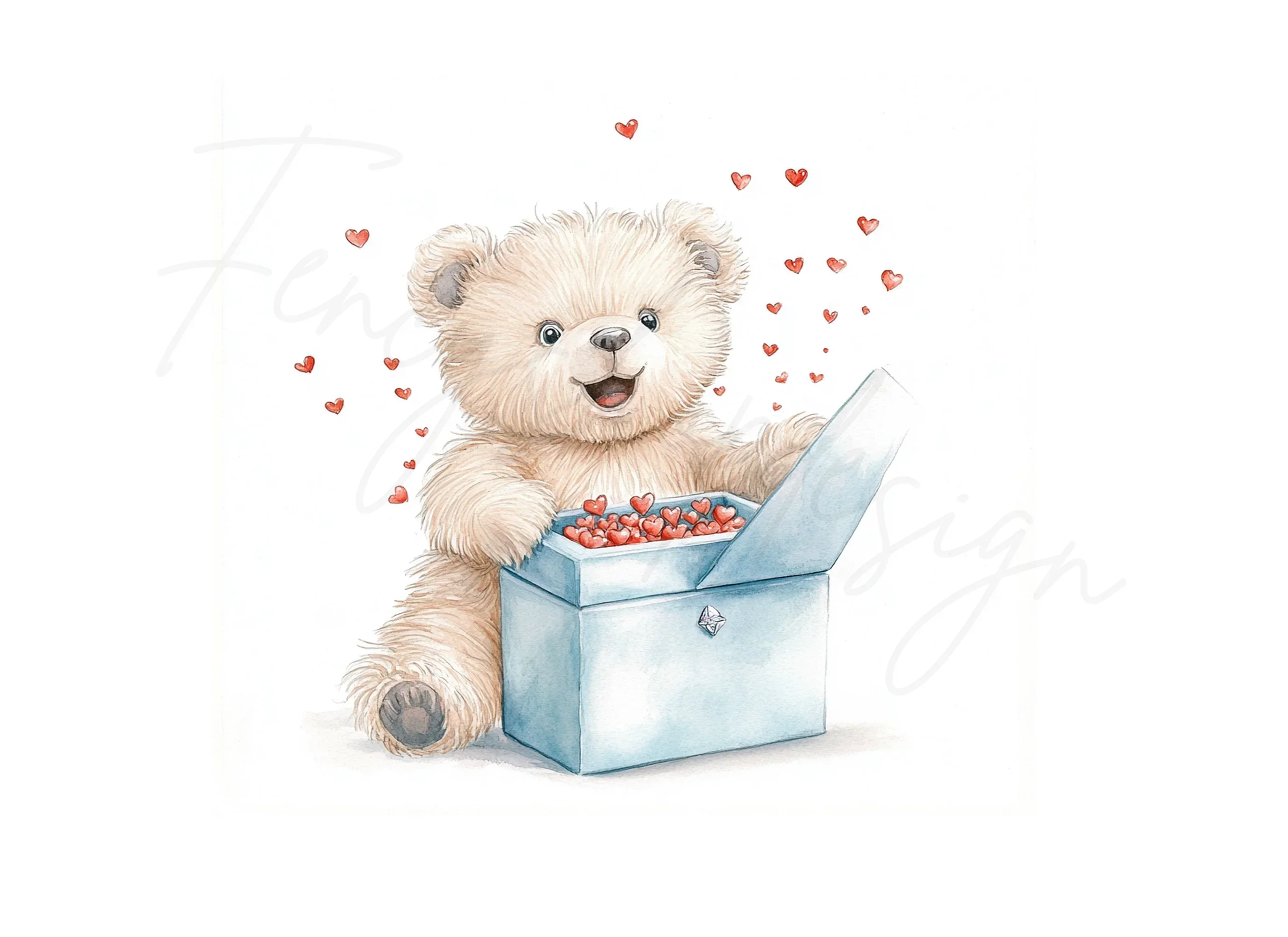 Cute Teddy Bear with Heart Box Clipart Bundle - Image 2