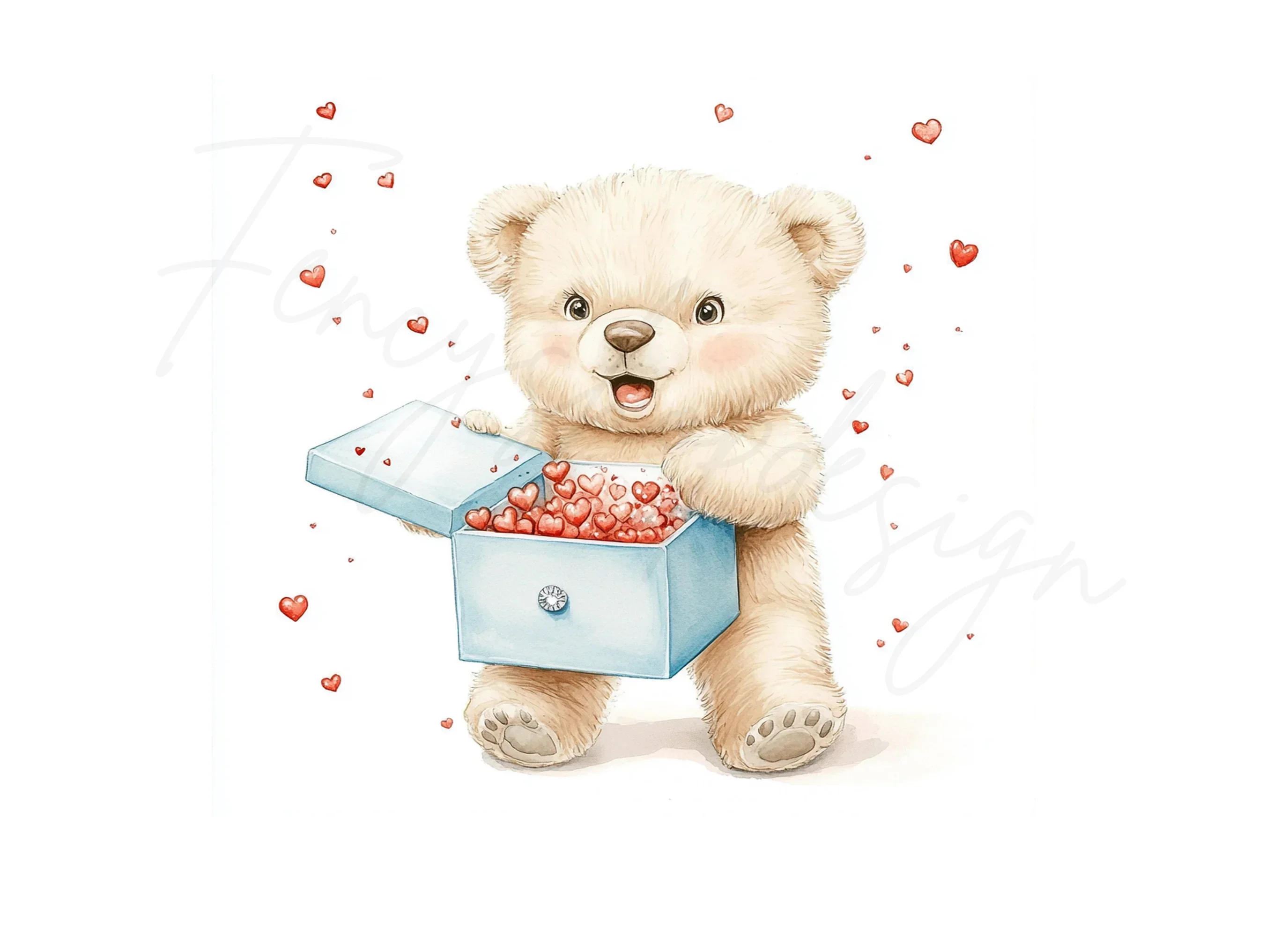 Cute Teddy Bear with Heart Box Clipart Bundle - Image 3
