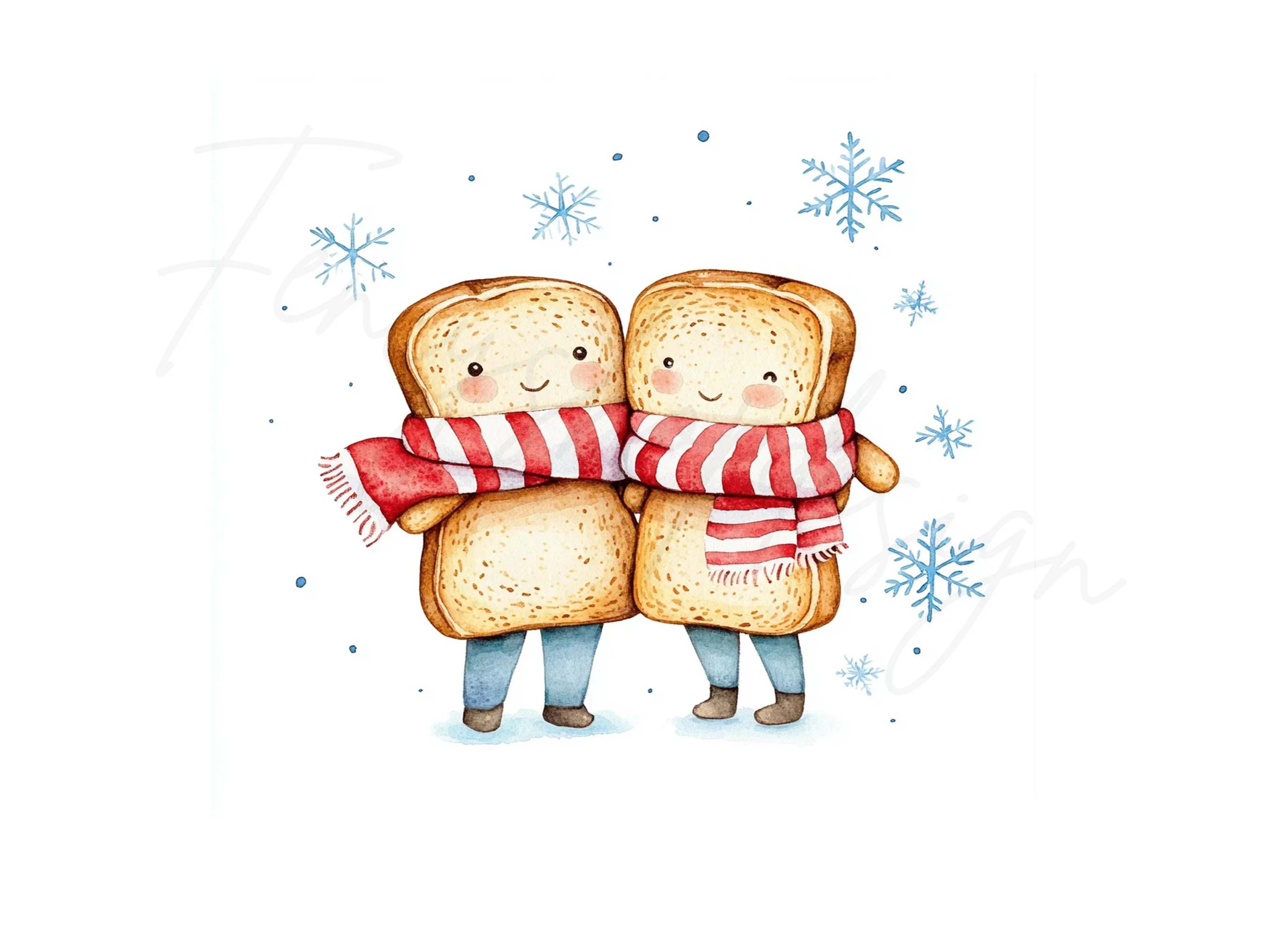 Cute Toast Friends Winter Clipart Bundle - Image 3