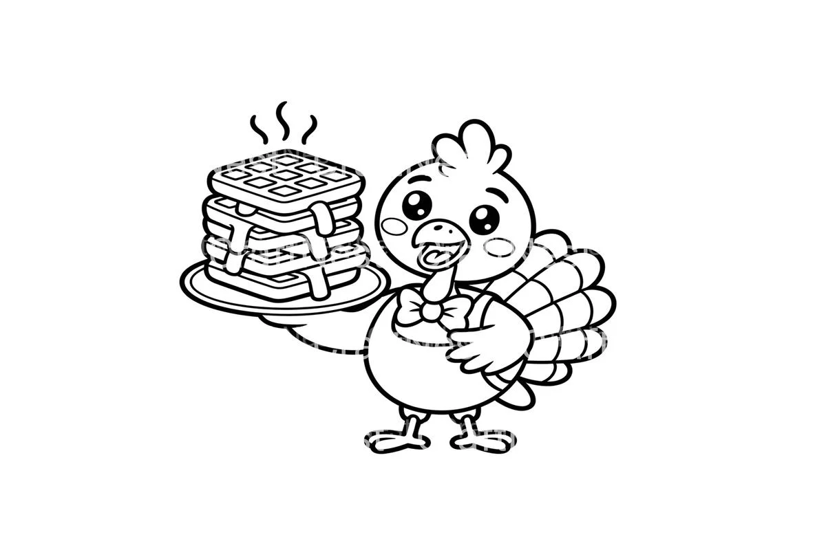 Cute Turkeys with Waffles Coloring Books - Image 2