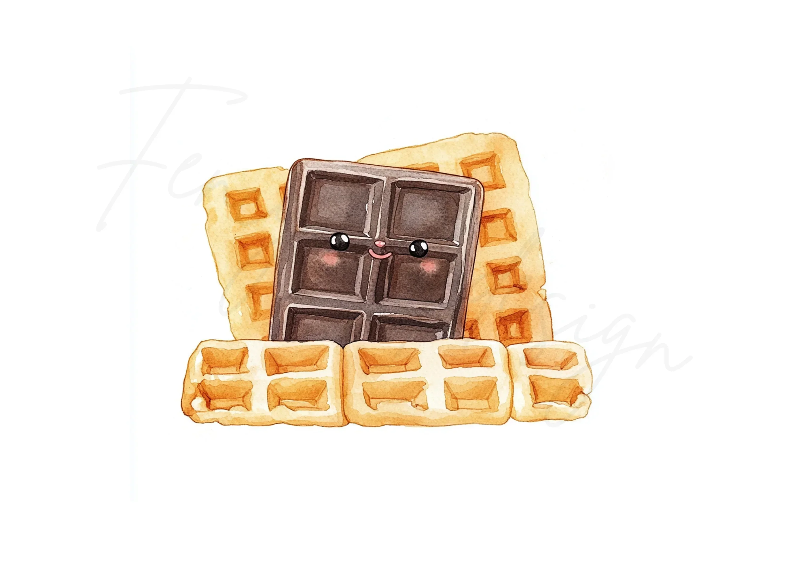 Cute Waffle and Chocolate Clipart Bundle - Image 3