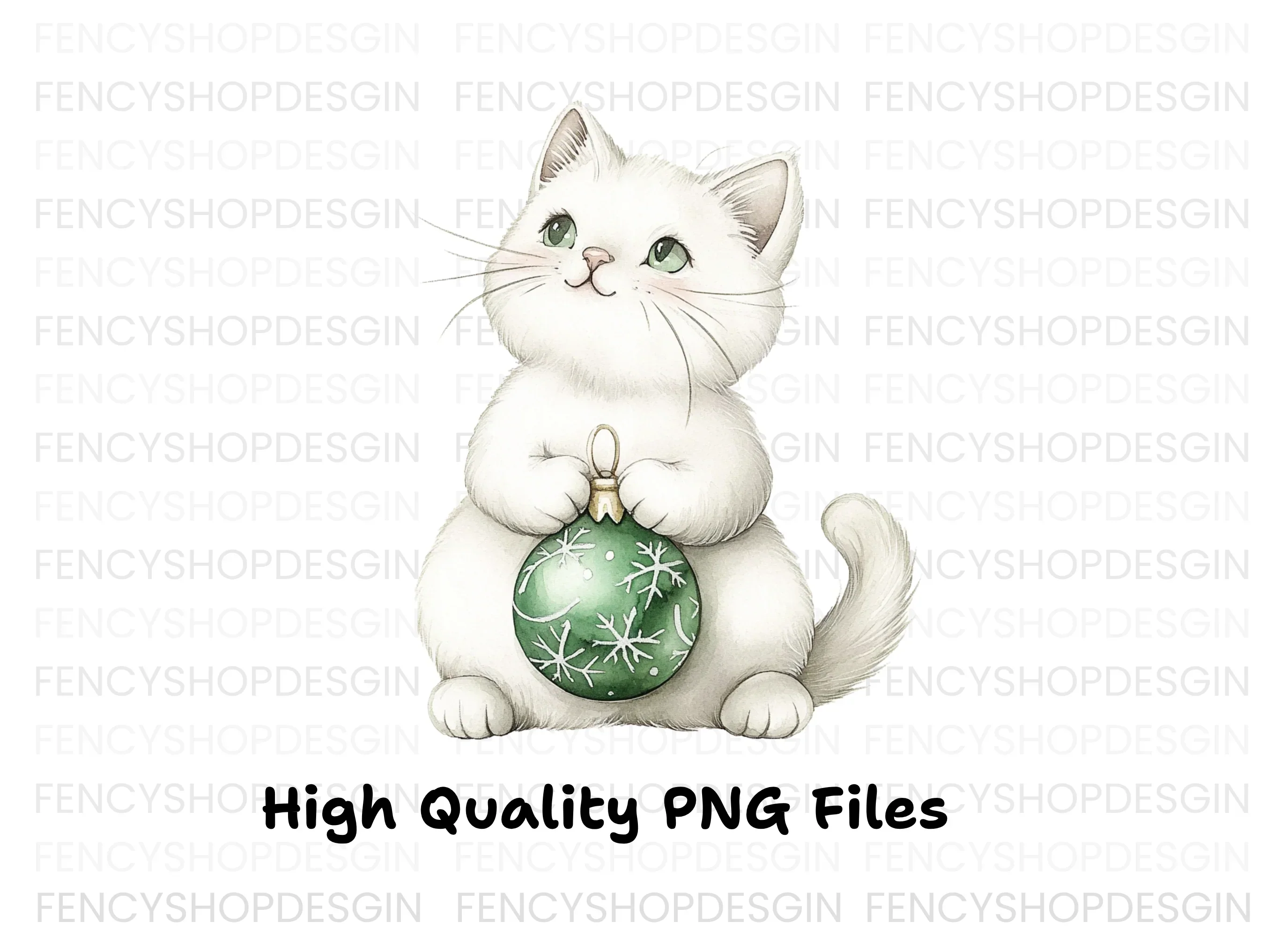 Cute White Christmas Cats Clipart Bundle - Image 2