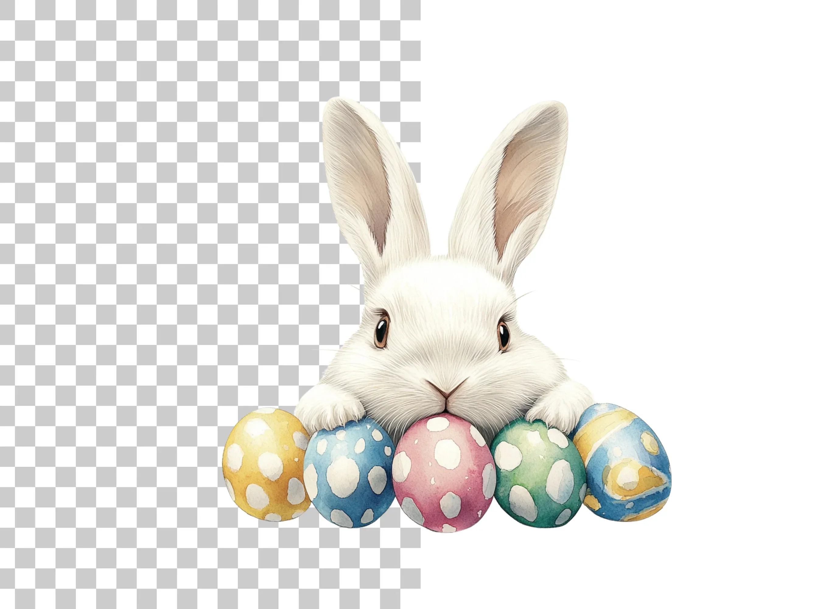 Cute White Easter Bunny Clipart Bundle - Image 5