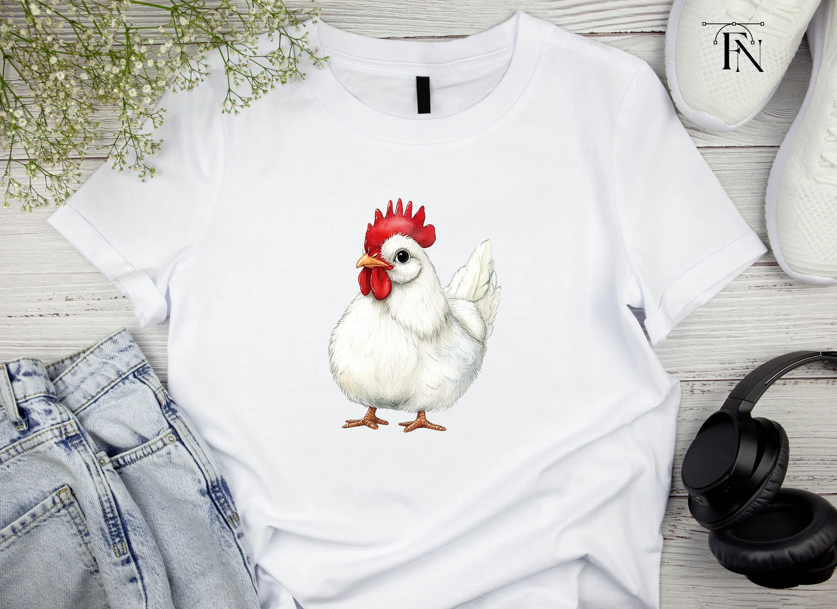 Cute White Rooster Clipart Bundle - Image 4