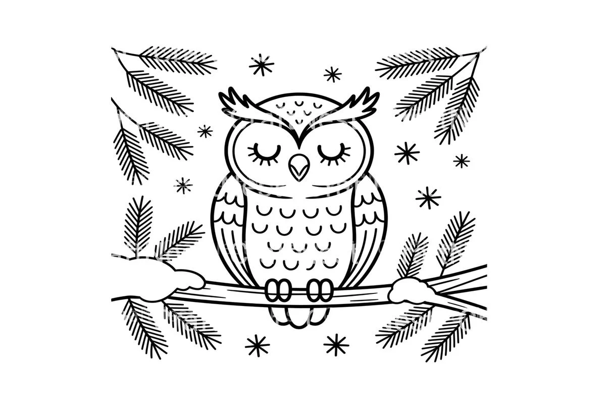 Cute Winter Owl Coloring Books - Image 4