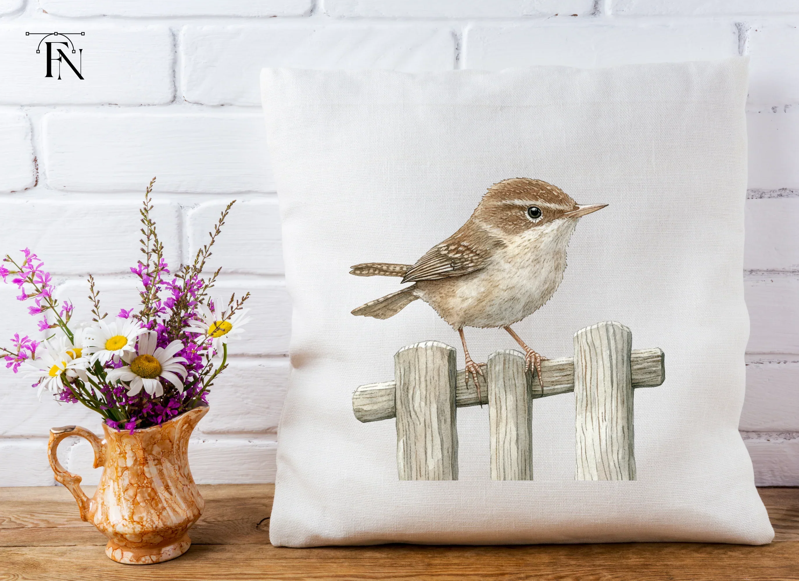 Cute Wren Birds on Fence Clipart Bundle - Image 5