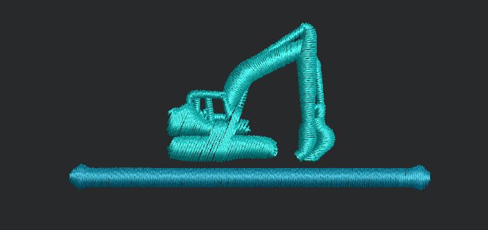Cyan Excavator Icon Embroidery Design