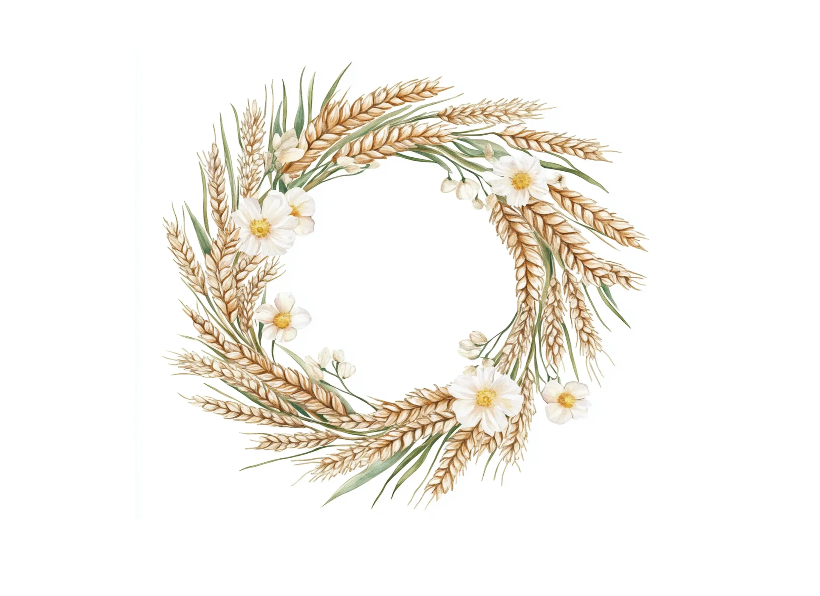Daisy and Wheat Wreath Clipart Bundle - Image 3