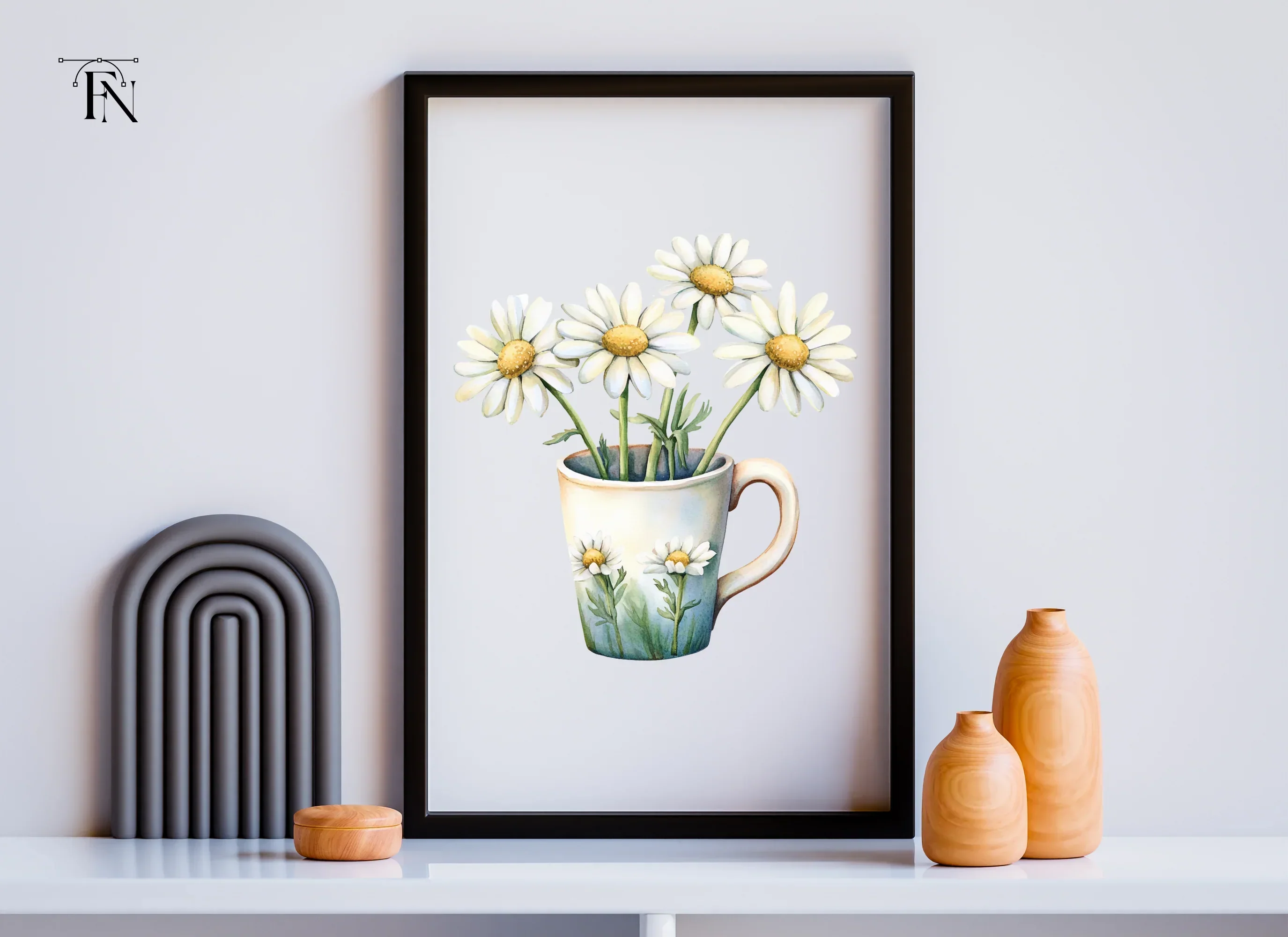 Daisy Flowers in Mugs Clipart Bundle - Image 6
