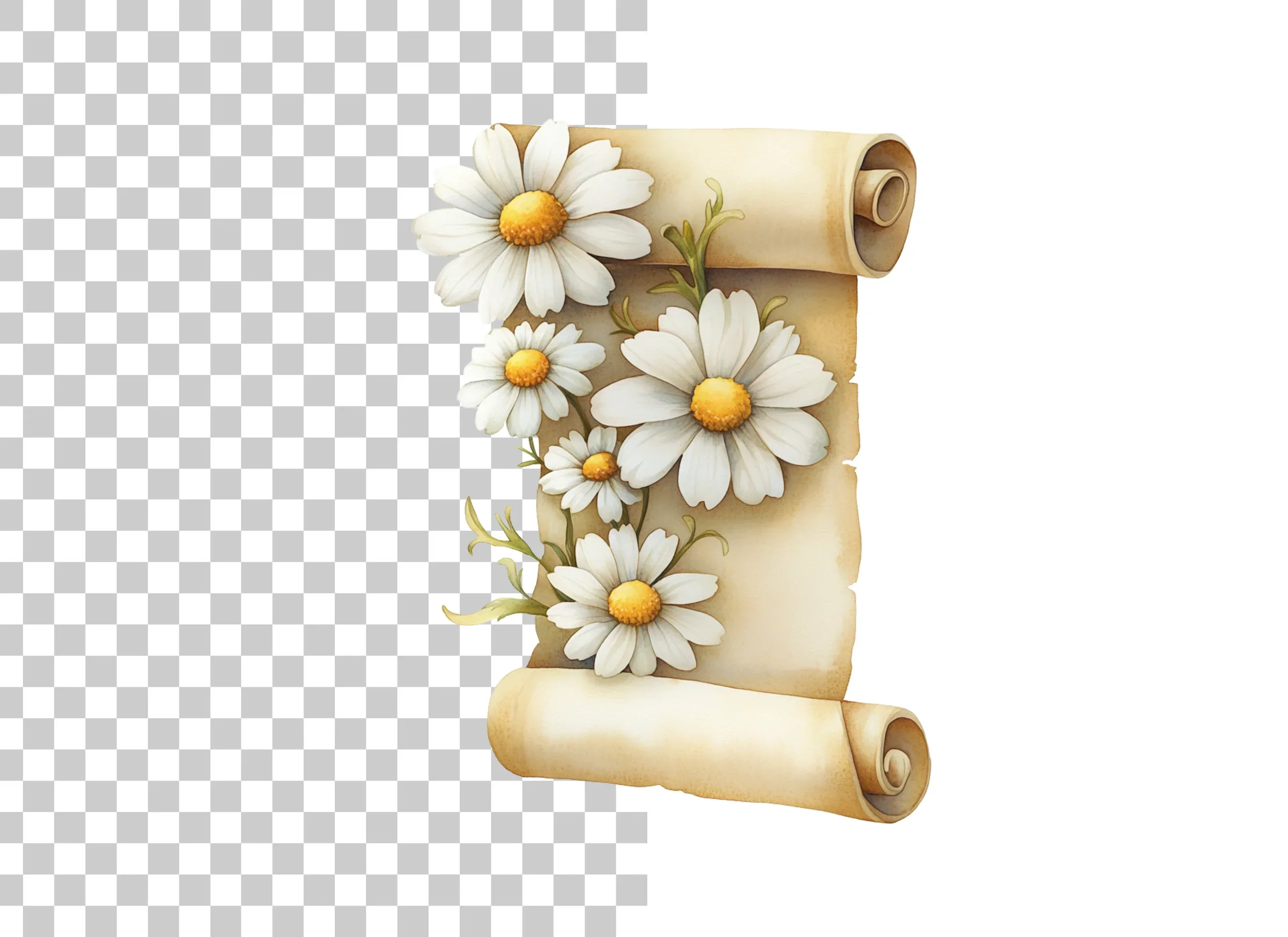 Daisy Scroll Clipart Bundle - Image 3