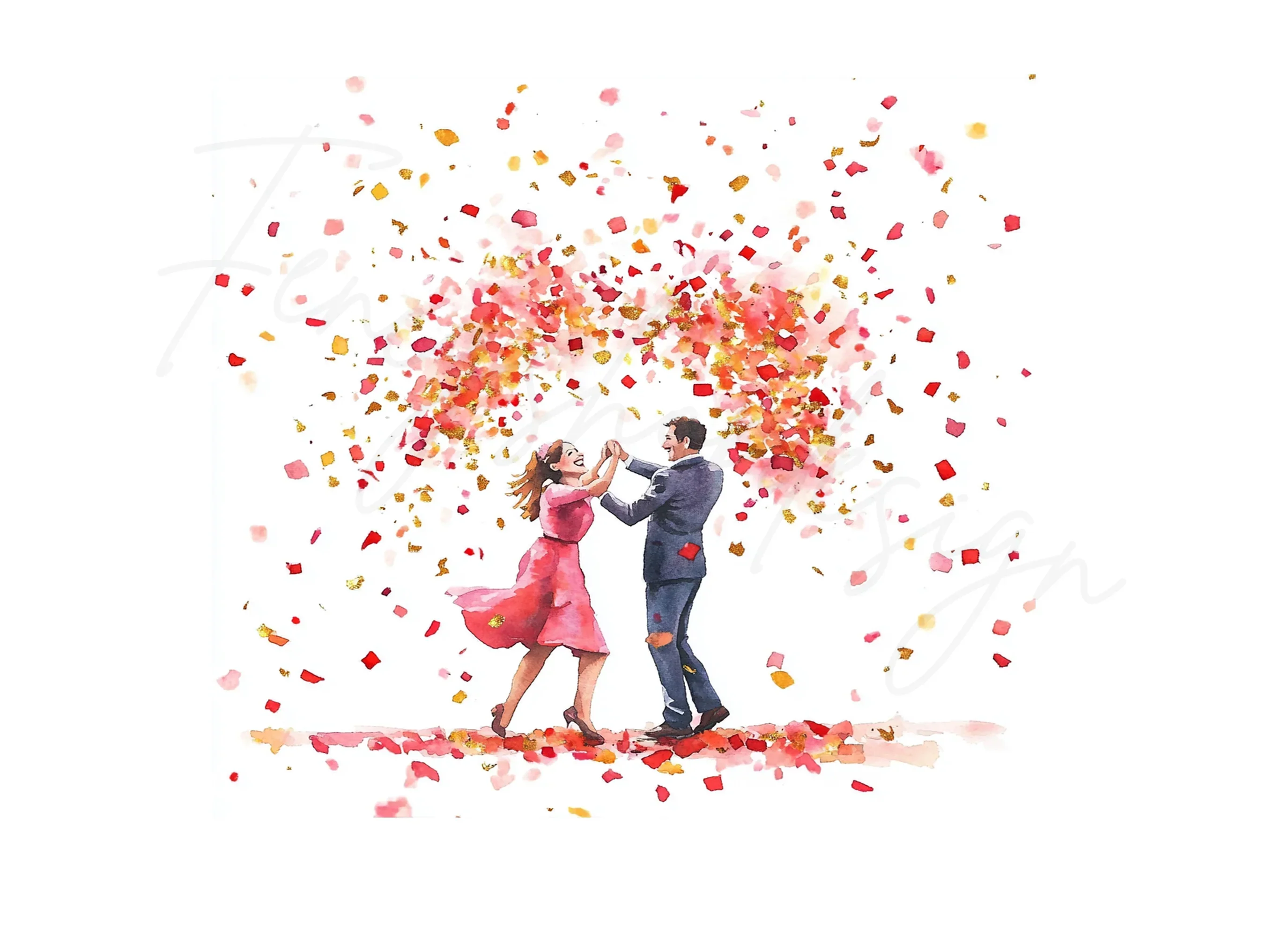 Dancing Couple with Confetti Clipart Bundle - Image 2