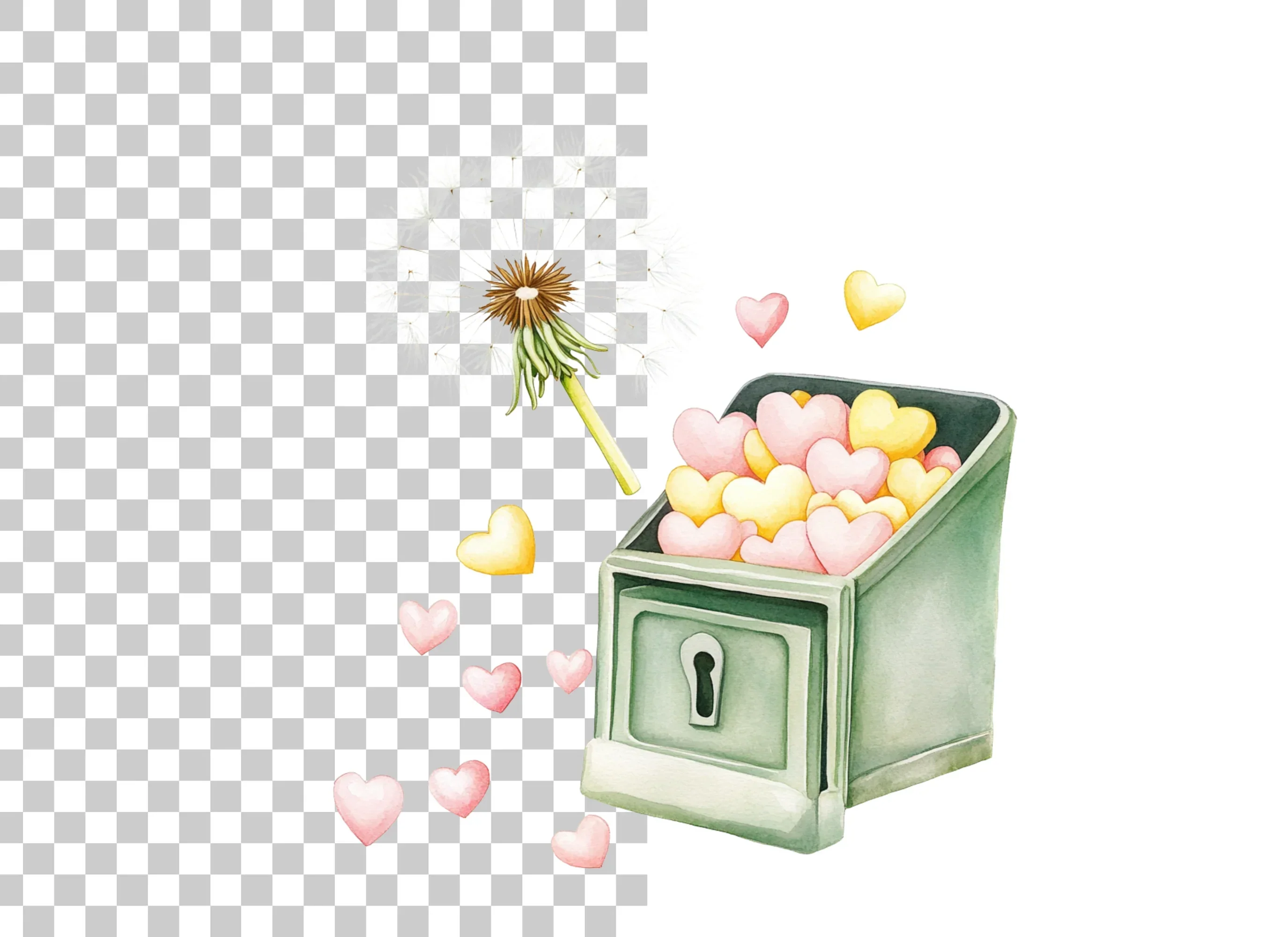 Dandelion and Heart Chest Clipart Bundle - Image 6