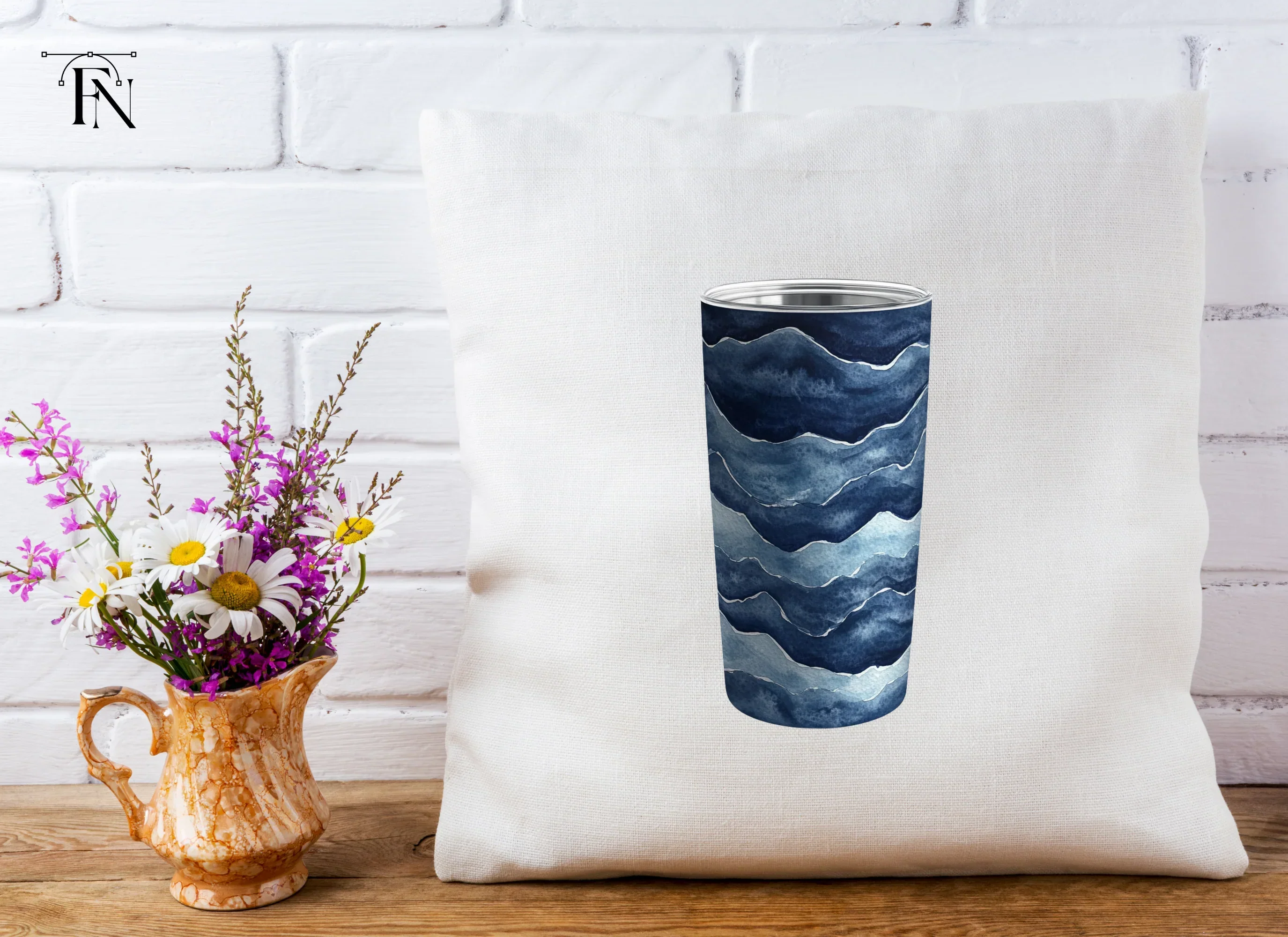 Dark Blue Ocean Waves Tumbler Clipart Bundle - Image 5