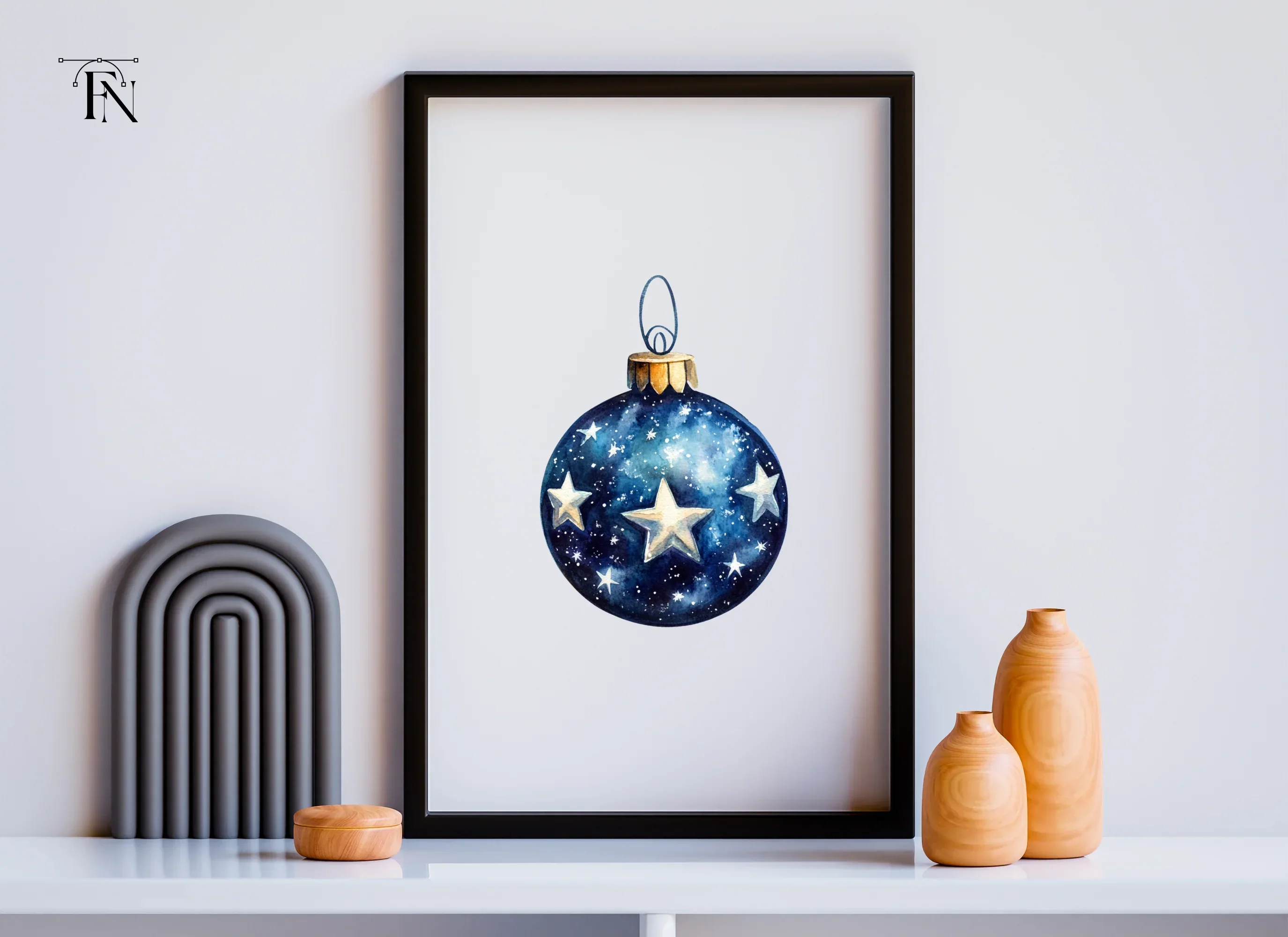 Dark Blue Starry Christmas Baubles Clipart Bundle - Image 4