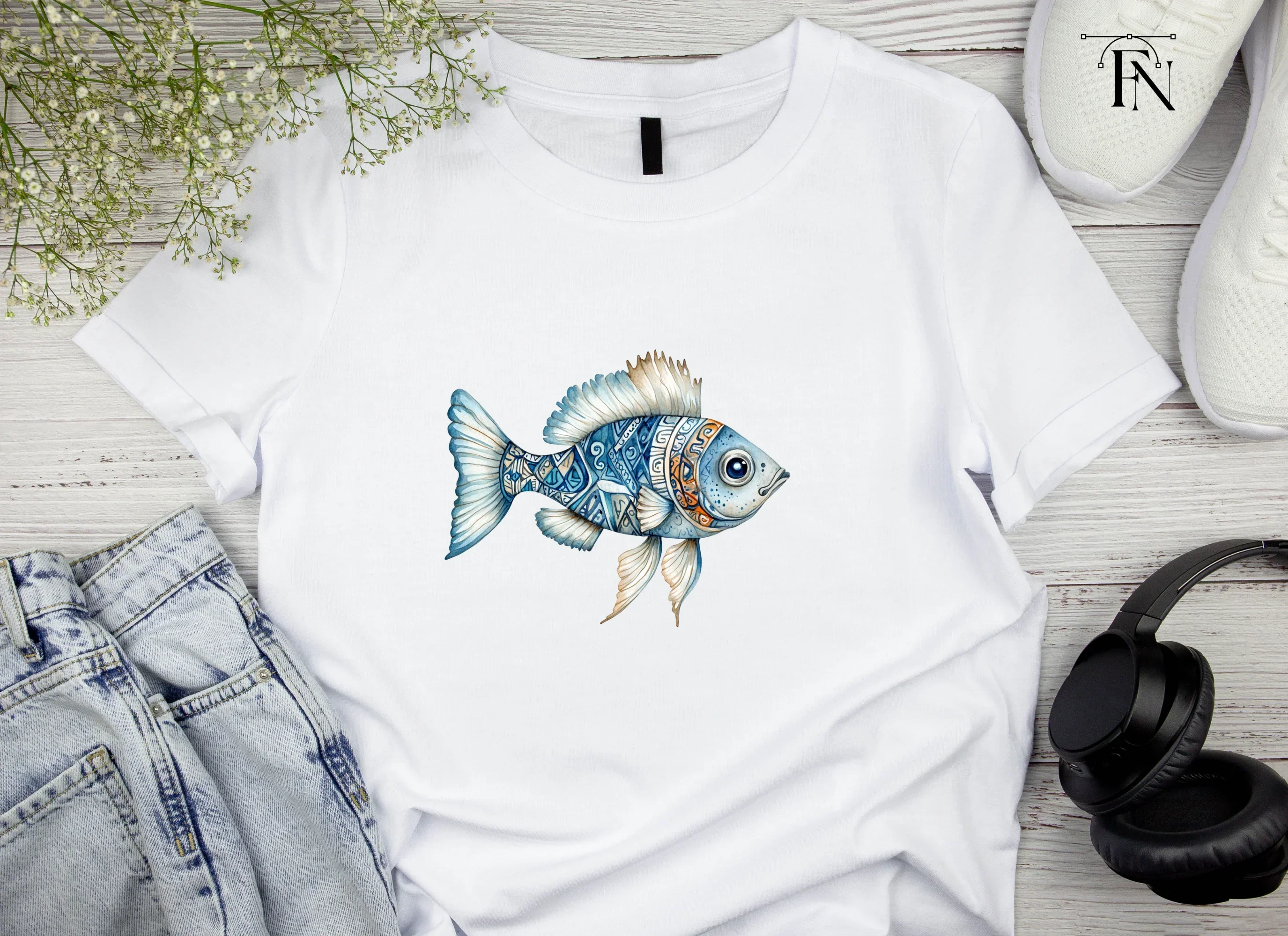 Decorative Blue Fish Clipart Bundle - Image 4