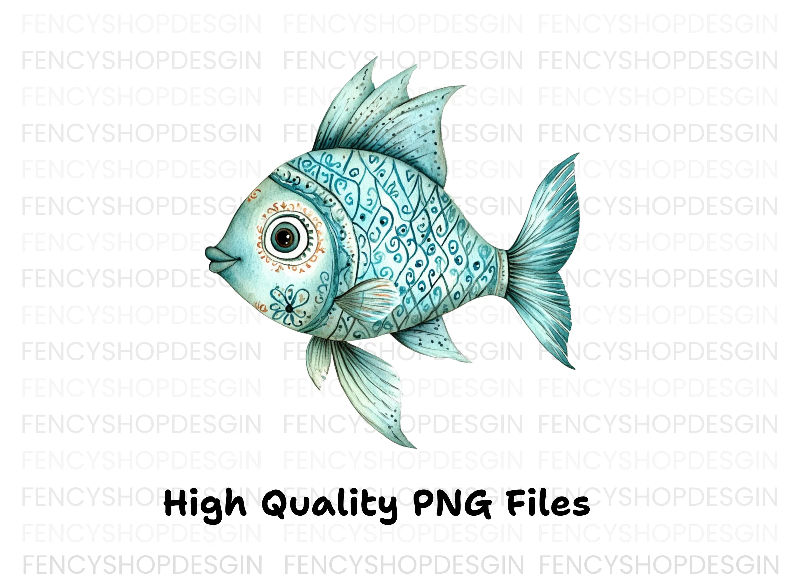 Decorative Blue Fish Clipart Bundle - Image 3