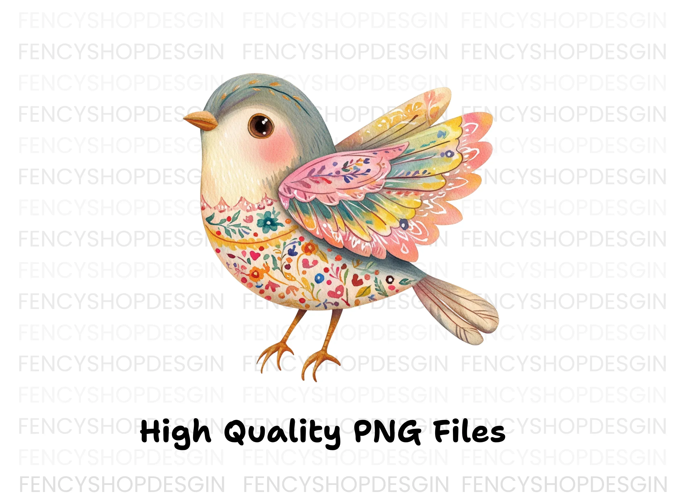 Decorative Folk Birds Clipart Bundle - Image 2