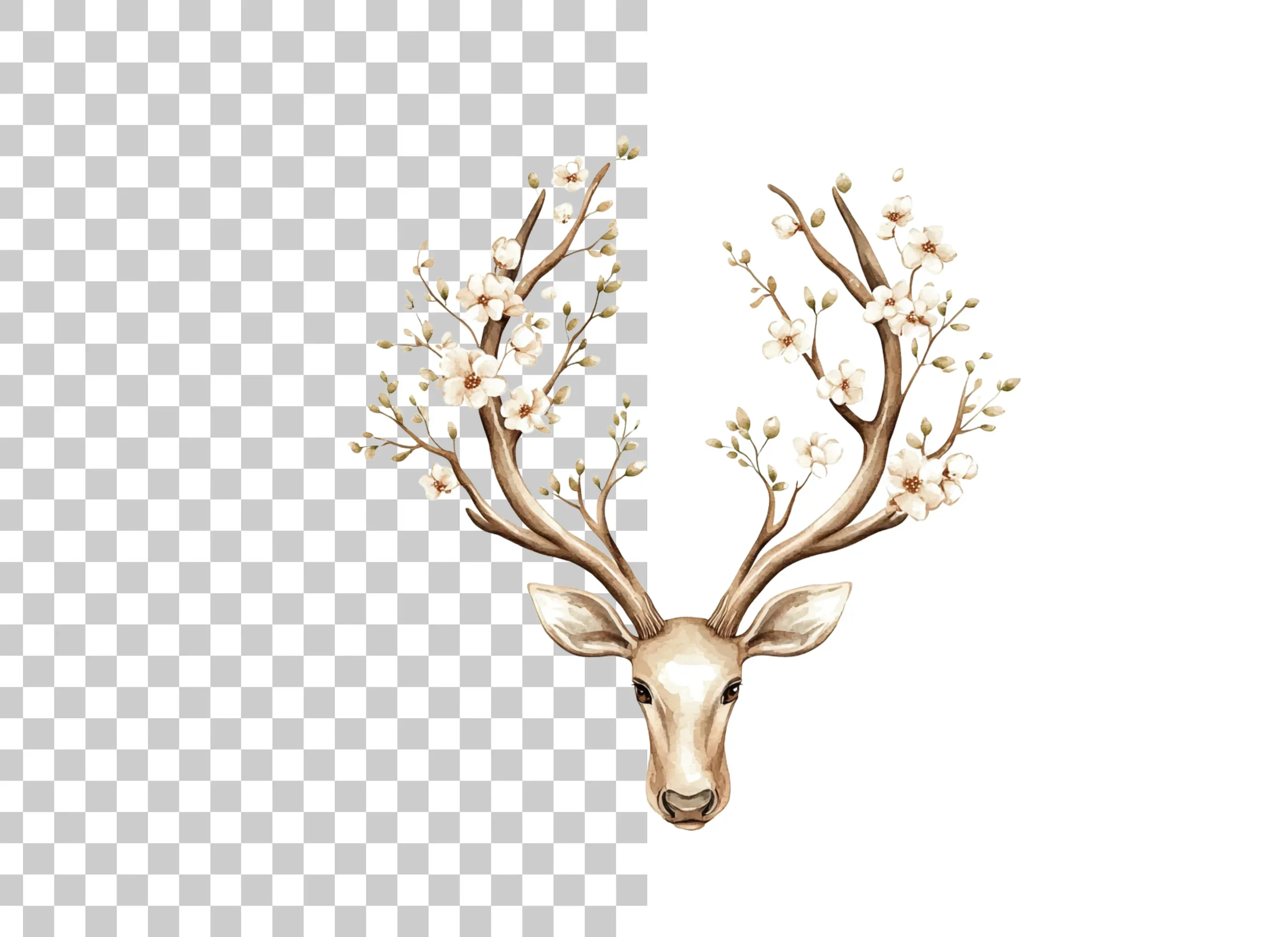Deer Antlers with Flowers Clipart Bundle - Image 2