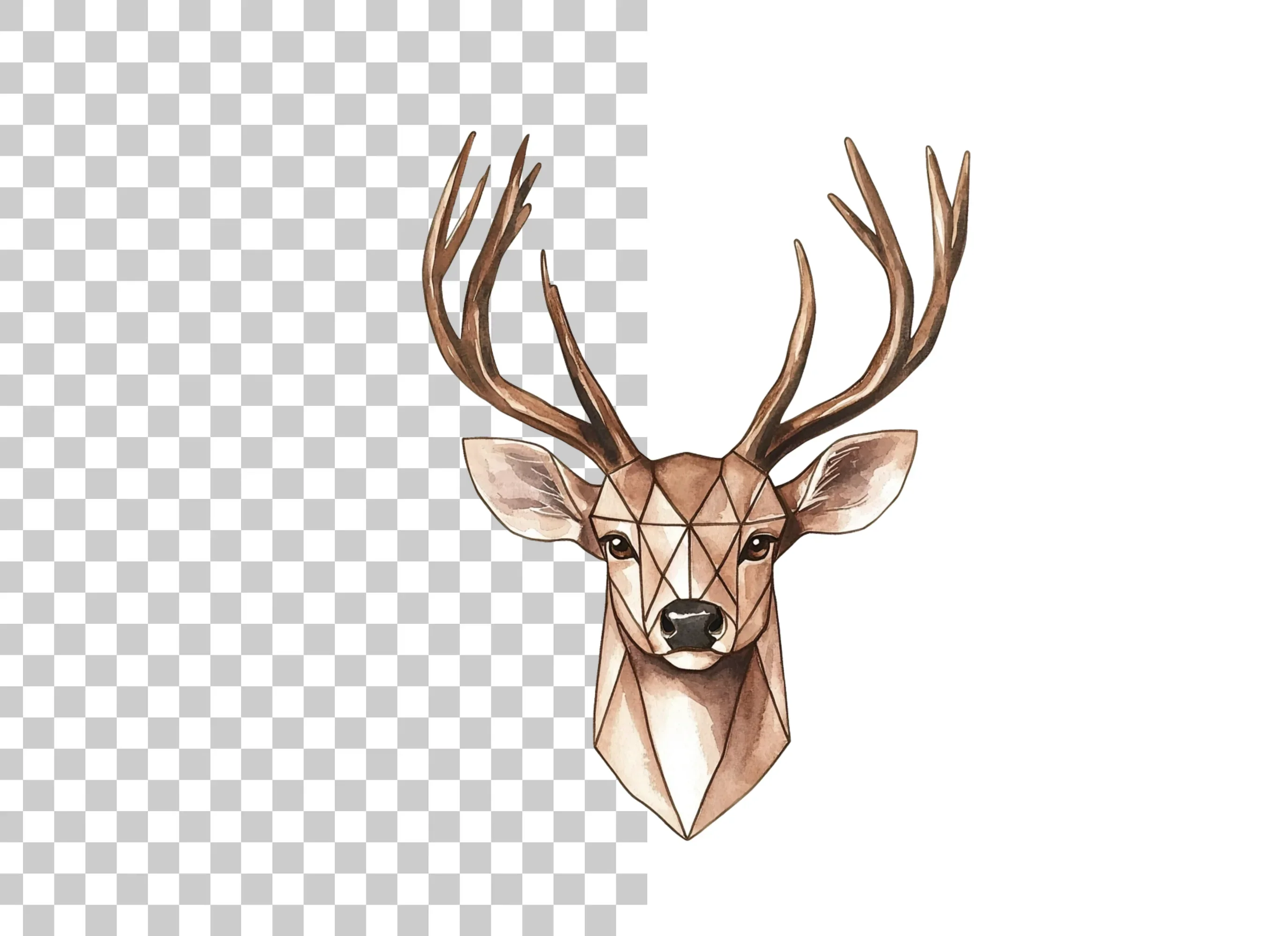 Deer Head Geometric Realistic Clipart Bundle - Image 6