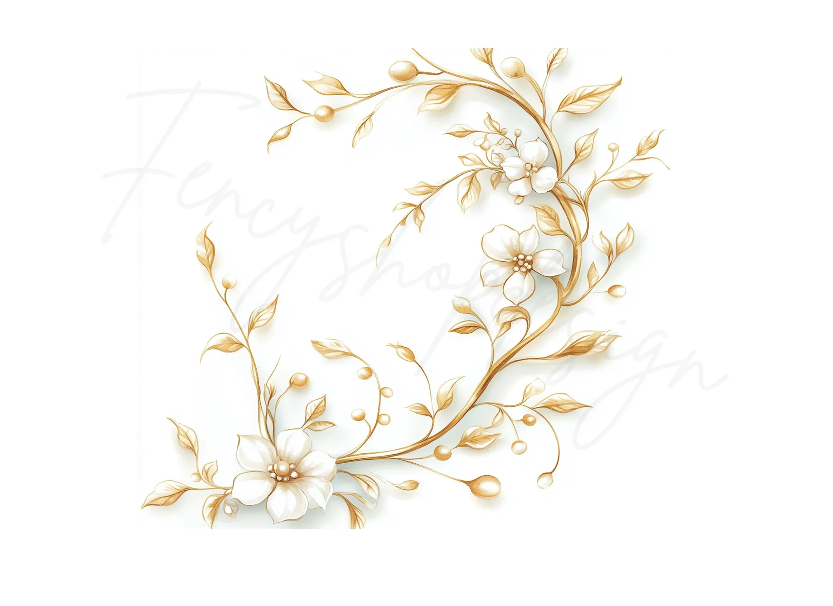 Delicate Golden Floral Clipart Bundle - Image 2