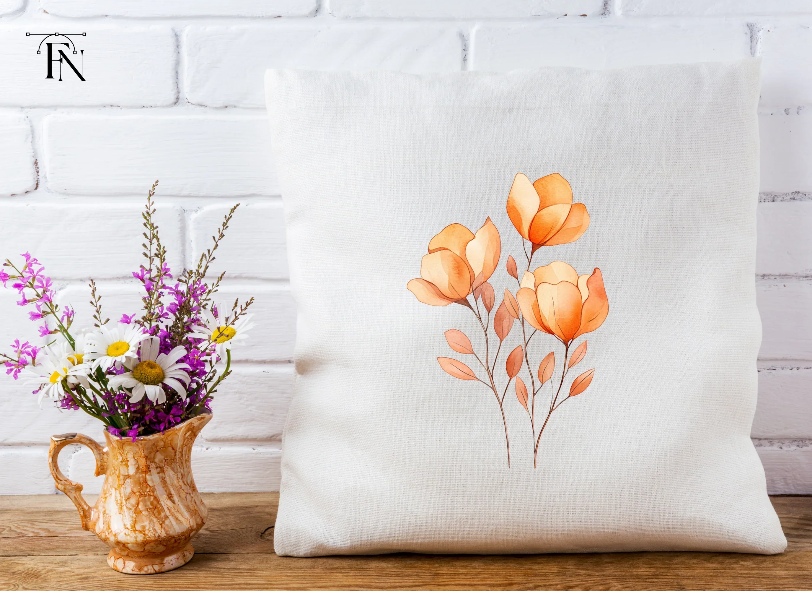 Delicate Orange Floral Clipart Bundle - Image 5
