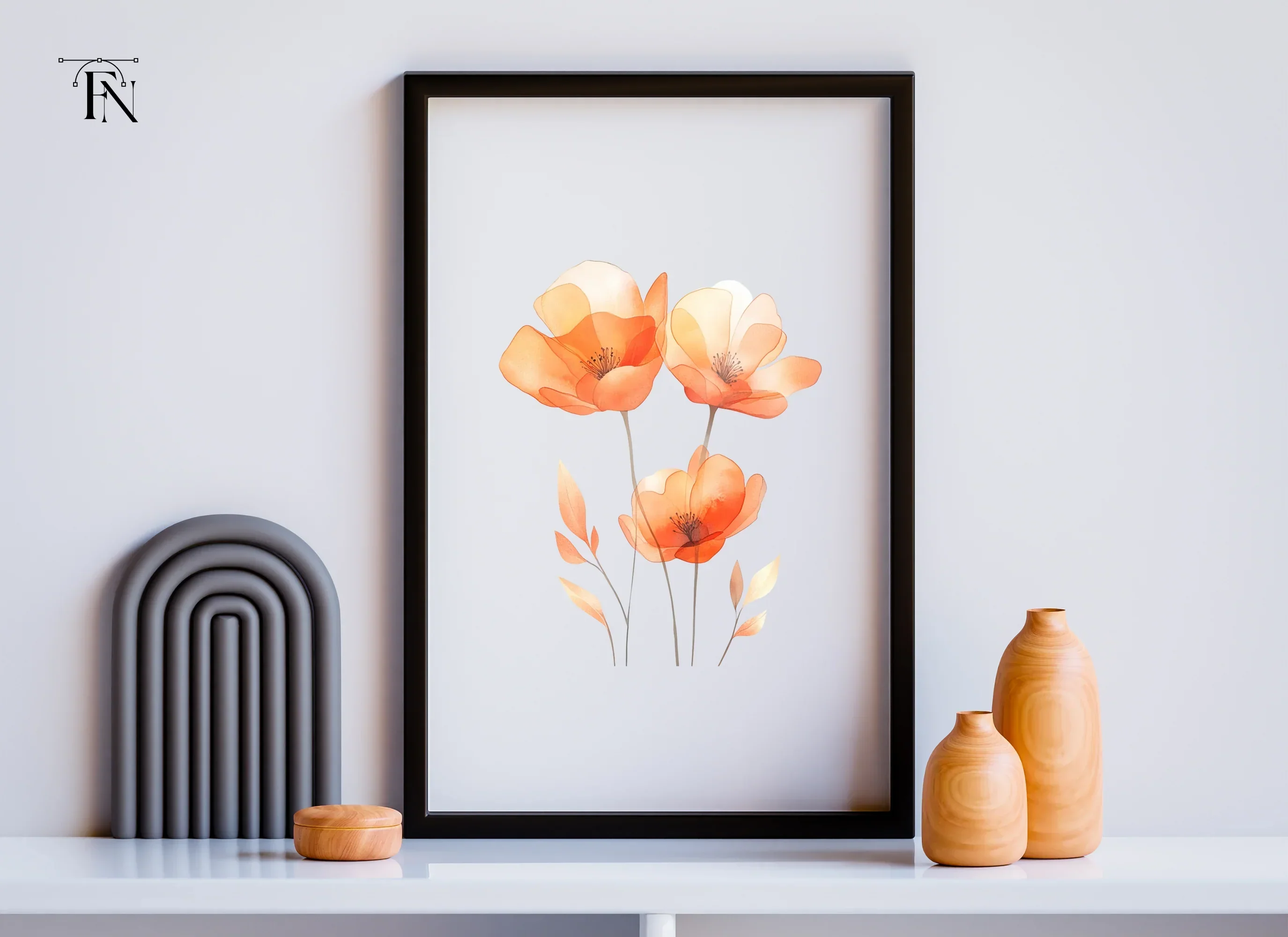 Delicate Orange Floral Clipart Bundle - Image 6