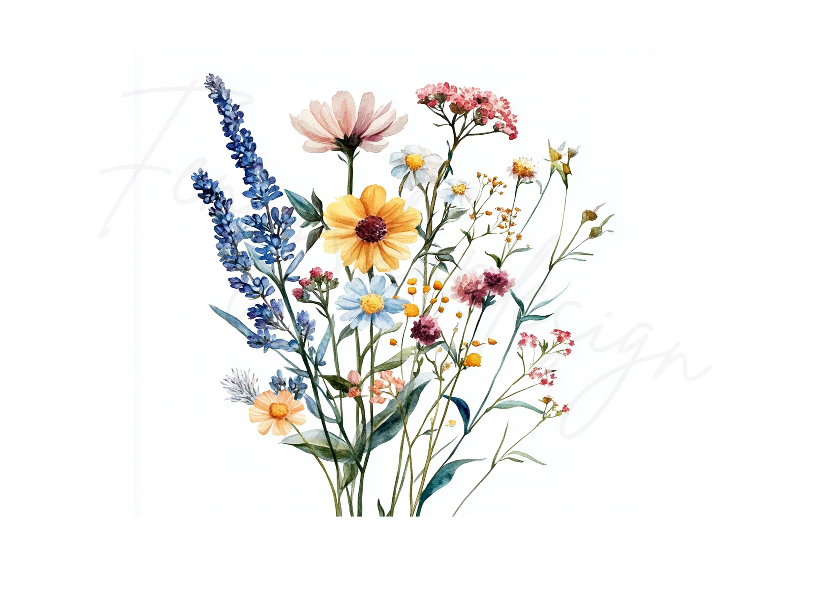 Delicate Wildflower Bouquet Illustrations Clipart Bundle - Image 2