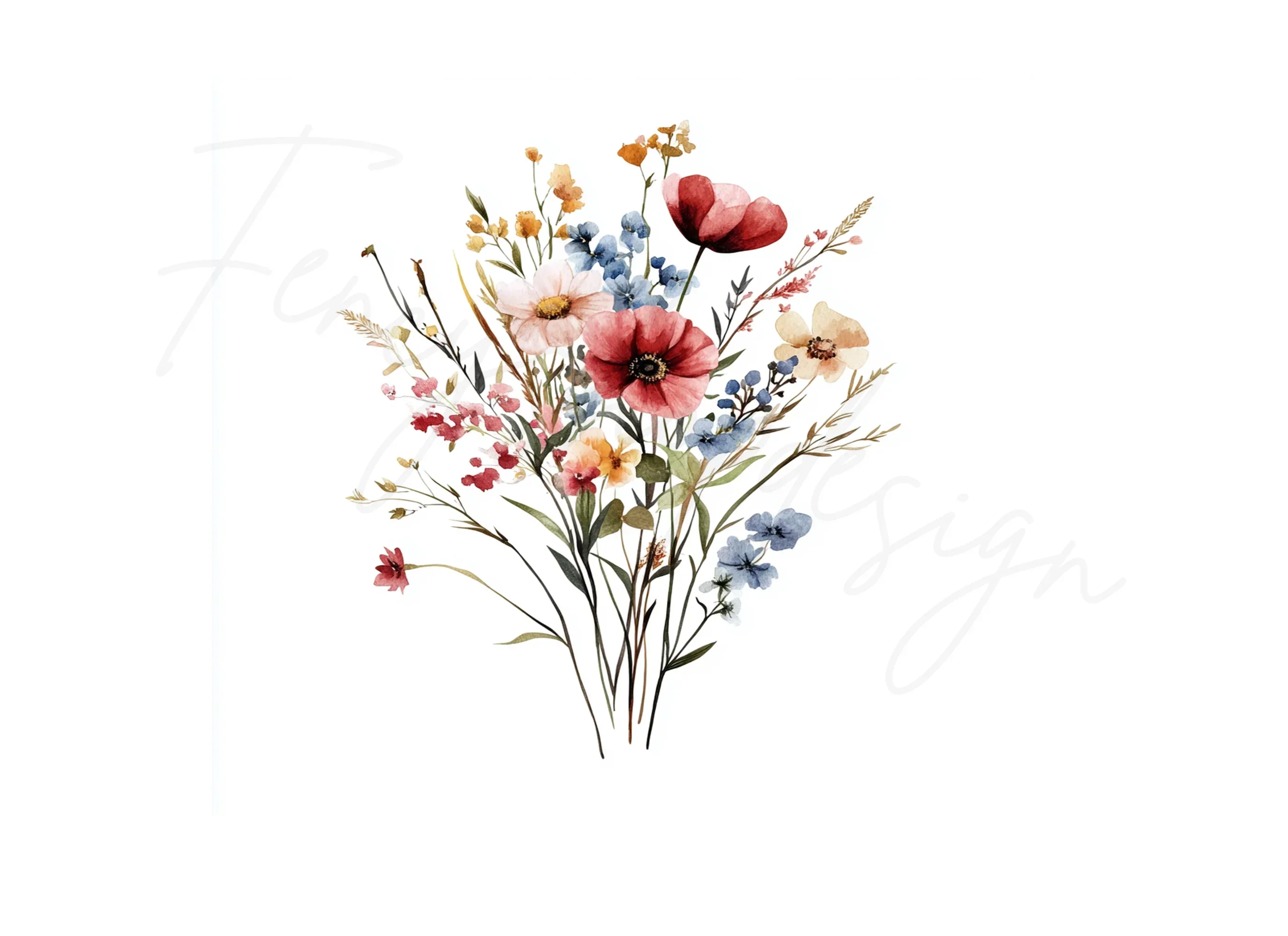 Delicate Wildflower Bouquet Illustrations Clipart Bundle - Image 3