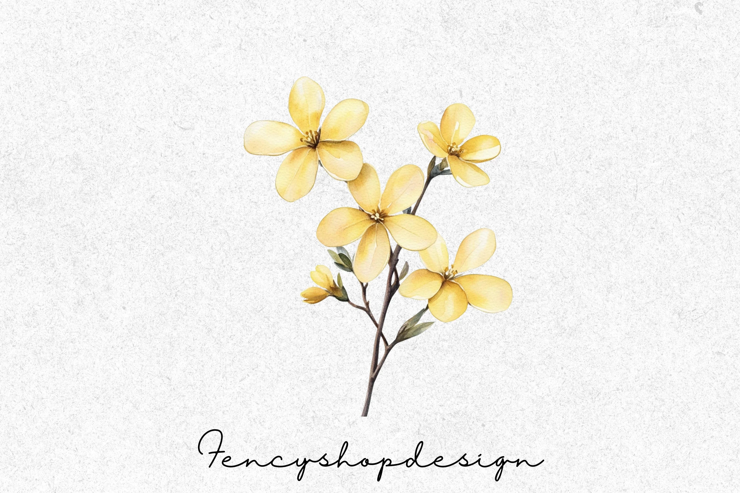 Delicate Yellow Floral Branch Clipart Bundle - Image 3