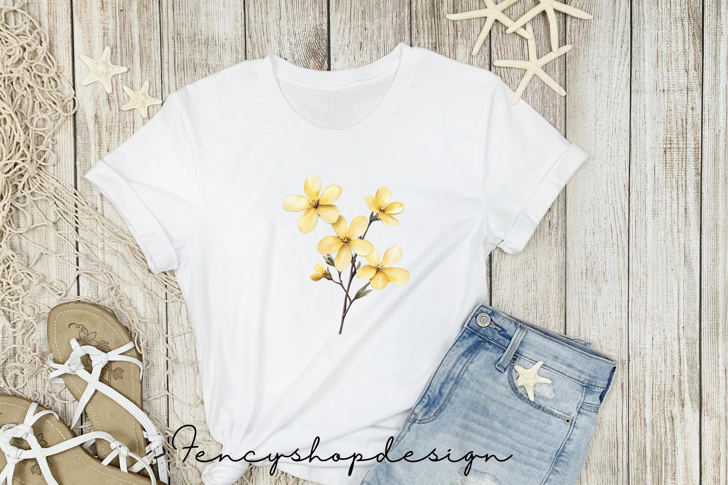 Delicate Yellow Floral Branch Clipart Bundle - Image 5