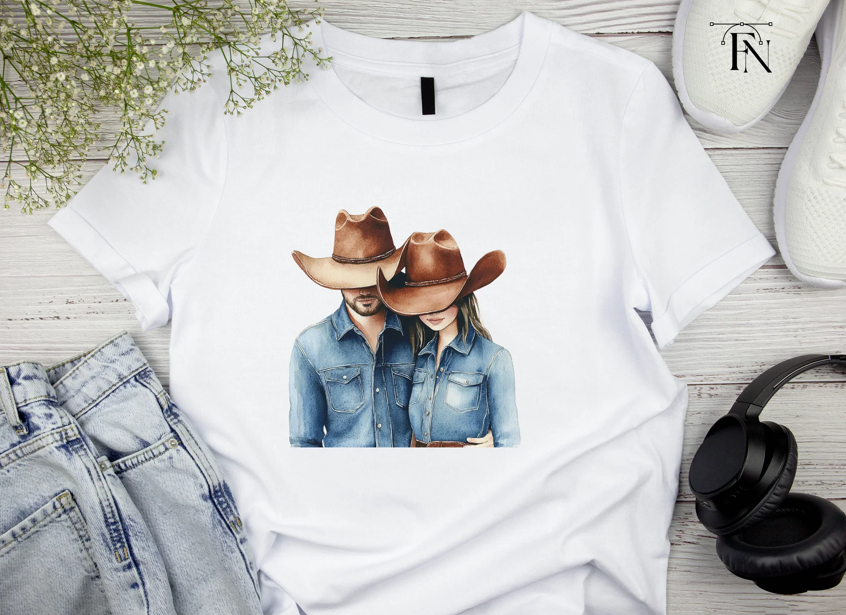 Denim Cowboy Couples Clipart Bundle - Image 4