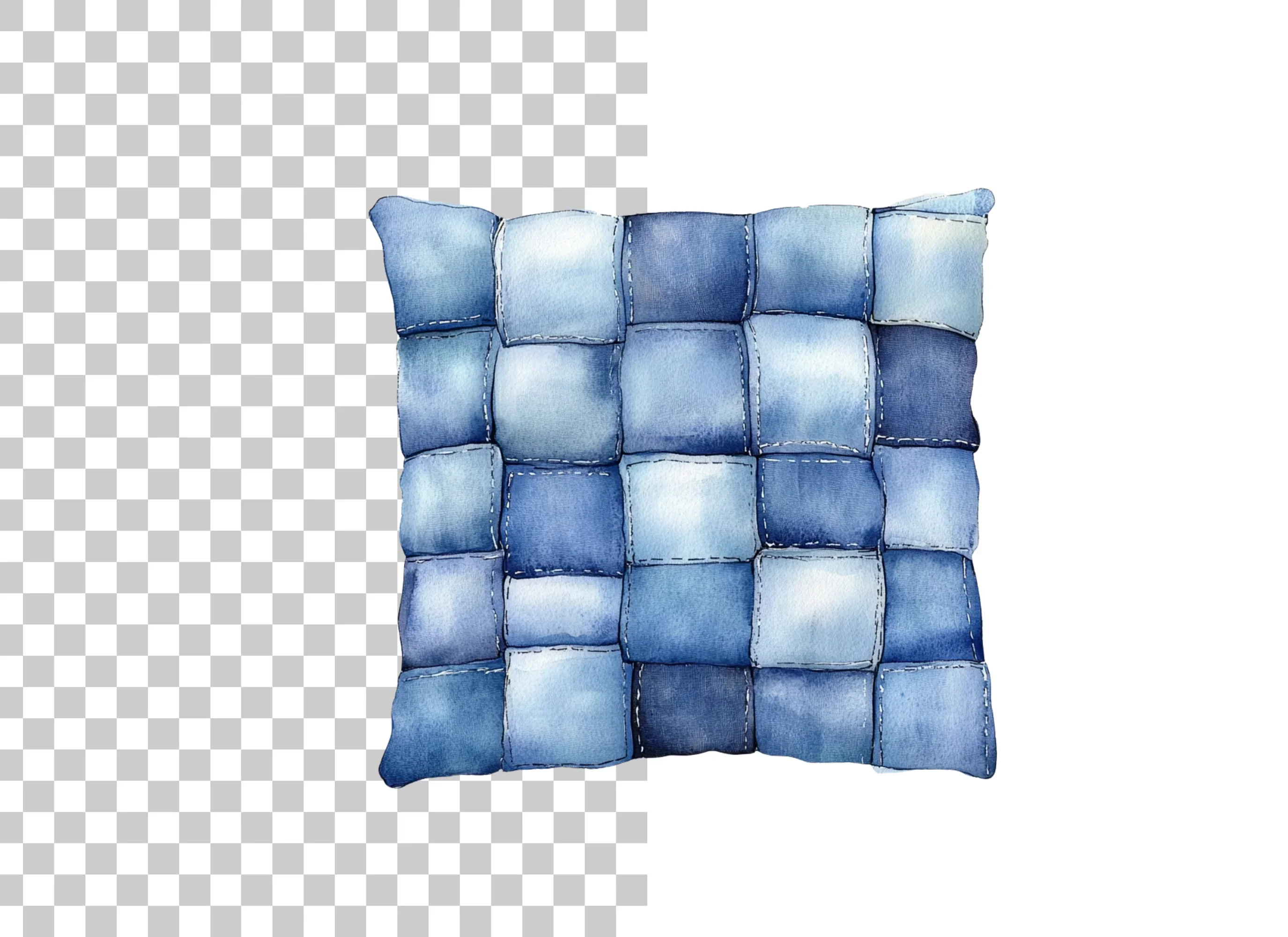 Denim Patchwork Pillow Clipart Bundle - Image 2