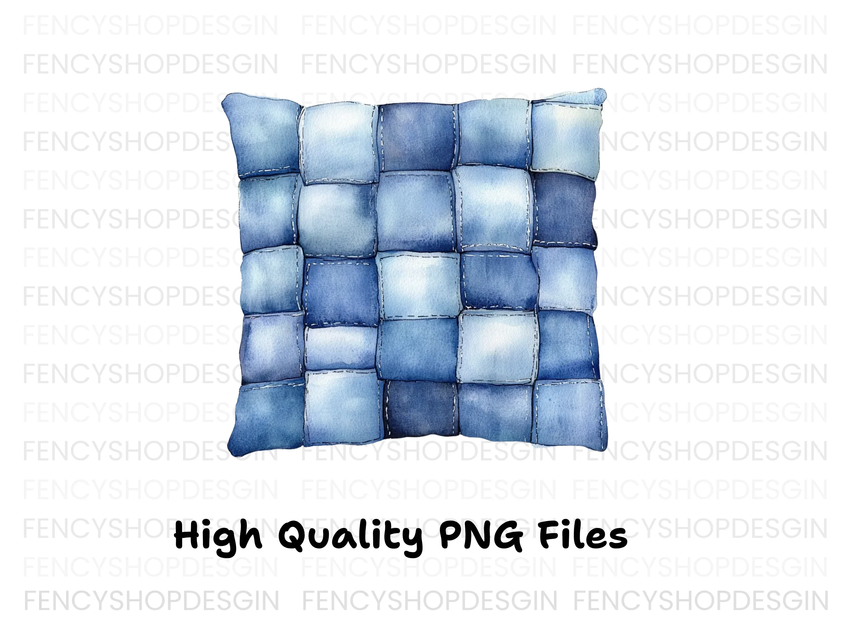 Denim Patchwork Pillow Clipart Bundle - Image 3