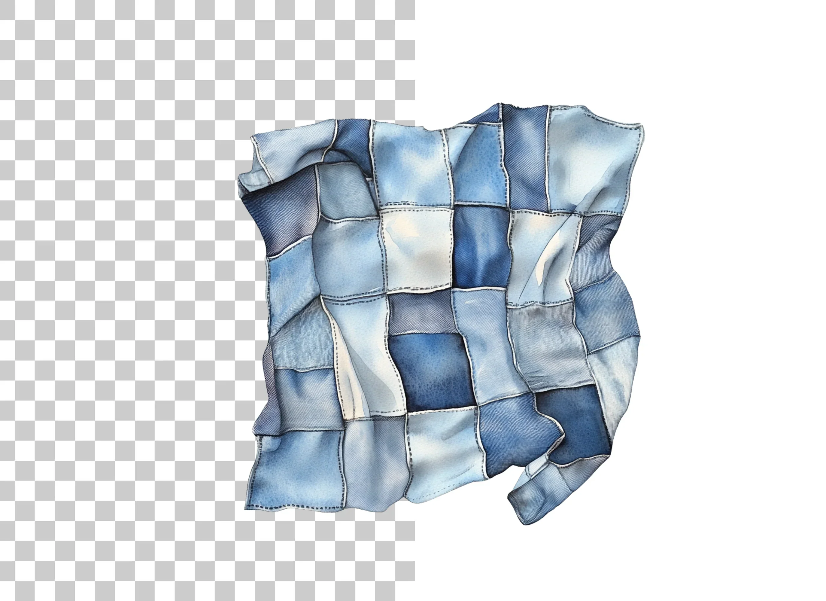 Denim Patchwork Quilt Clipart Bundle - Image 2