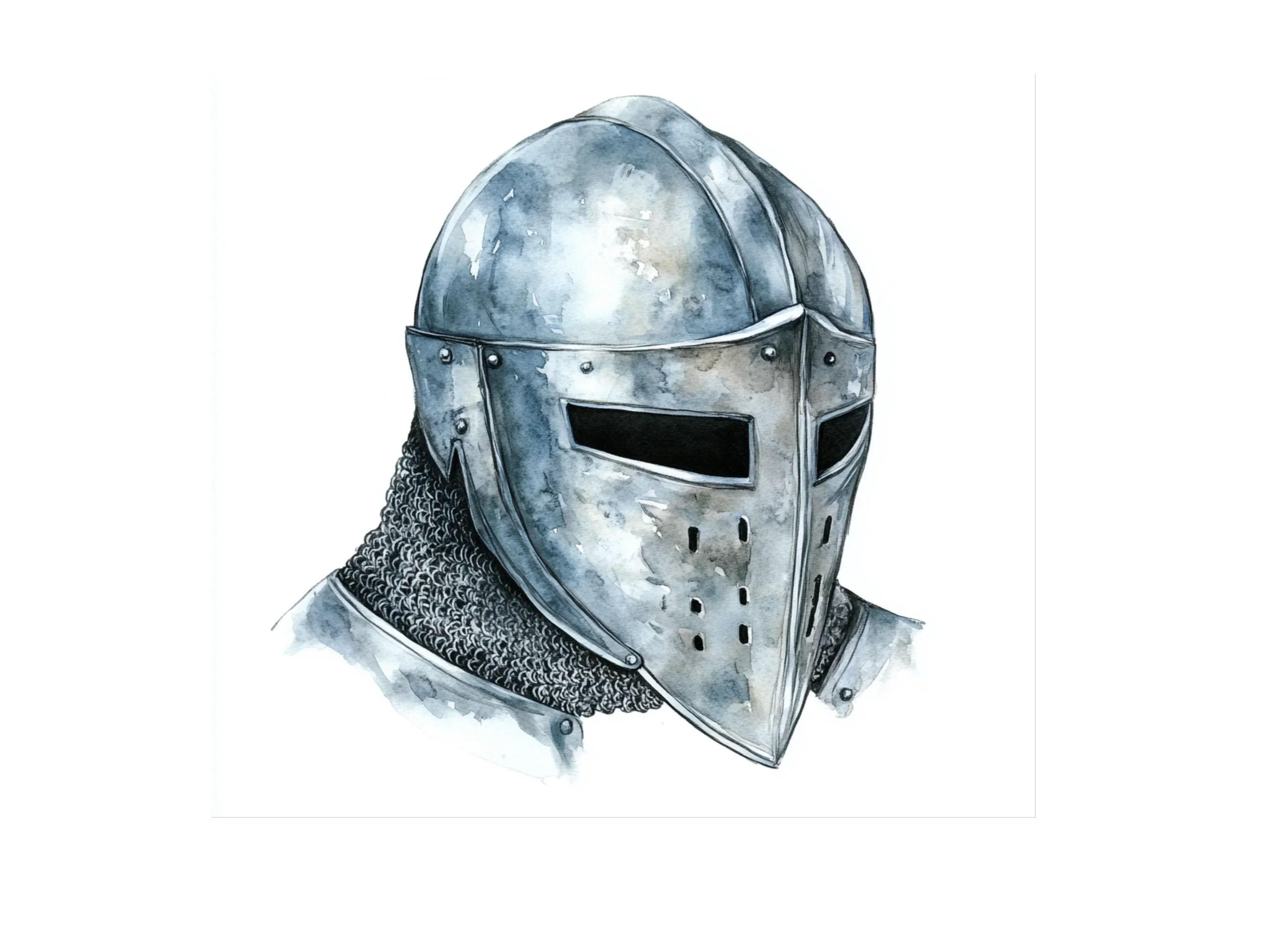 Detailed Medieval Helmets with Chainmail Clipart Bundle - Image 2