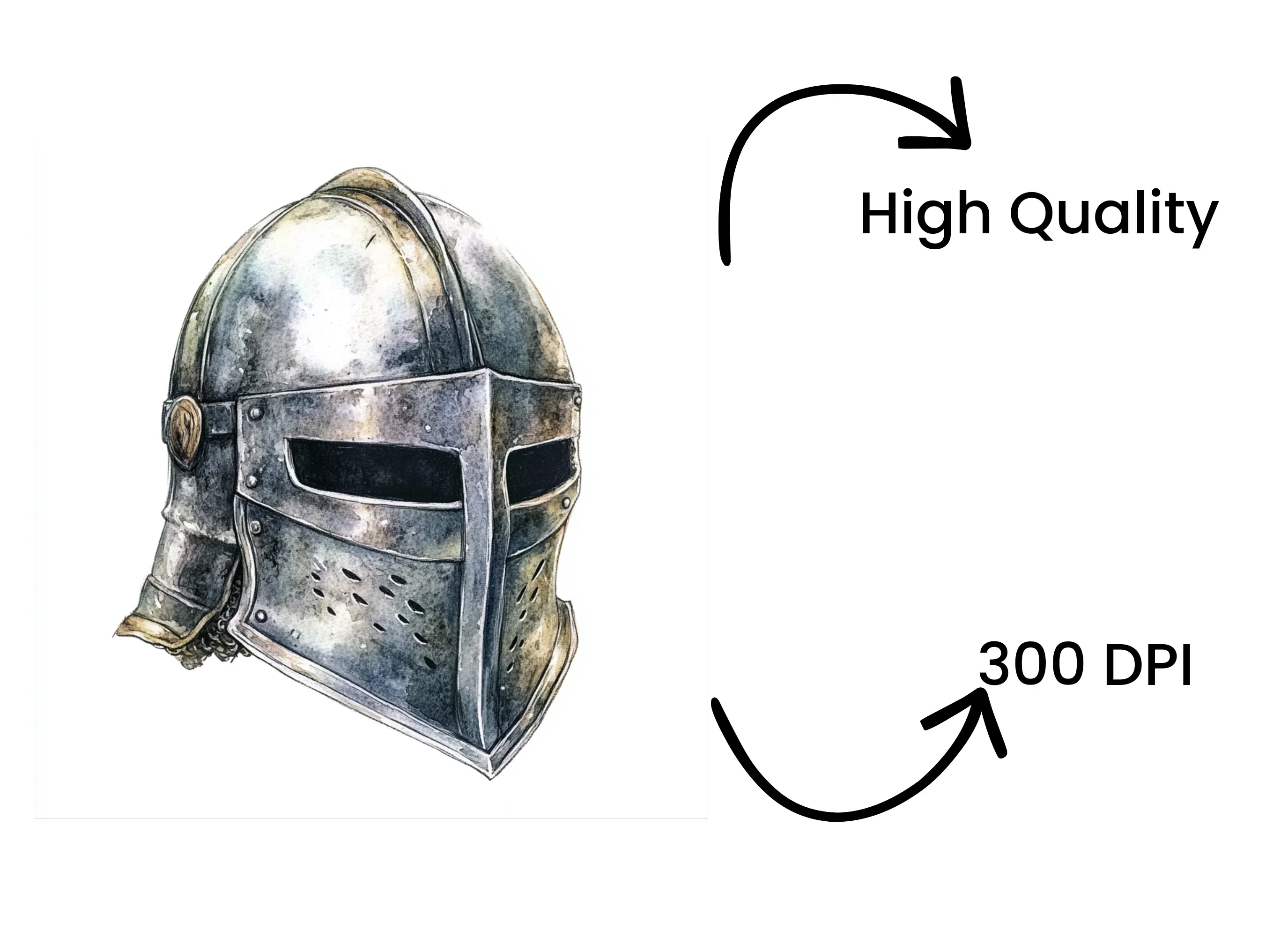 Detailed Medieval Helmets with Chainmail Clipart Bundle - Image 4