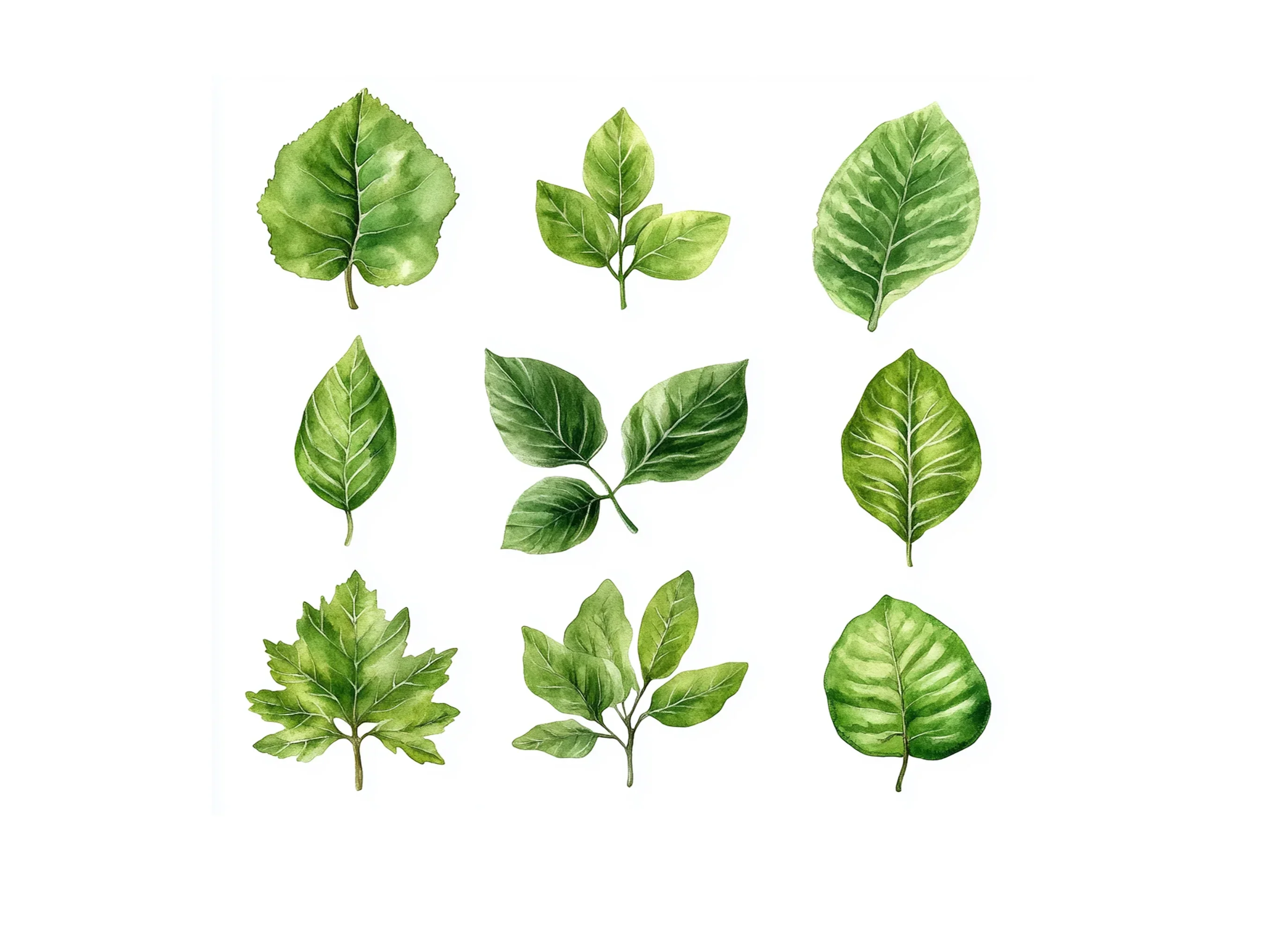 Diverse Green Leaves Clipart Bundle - Image 3