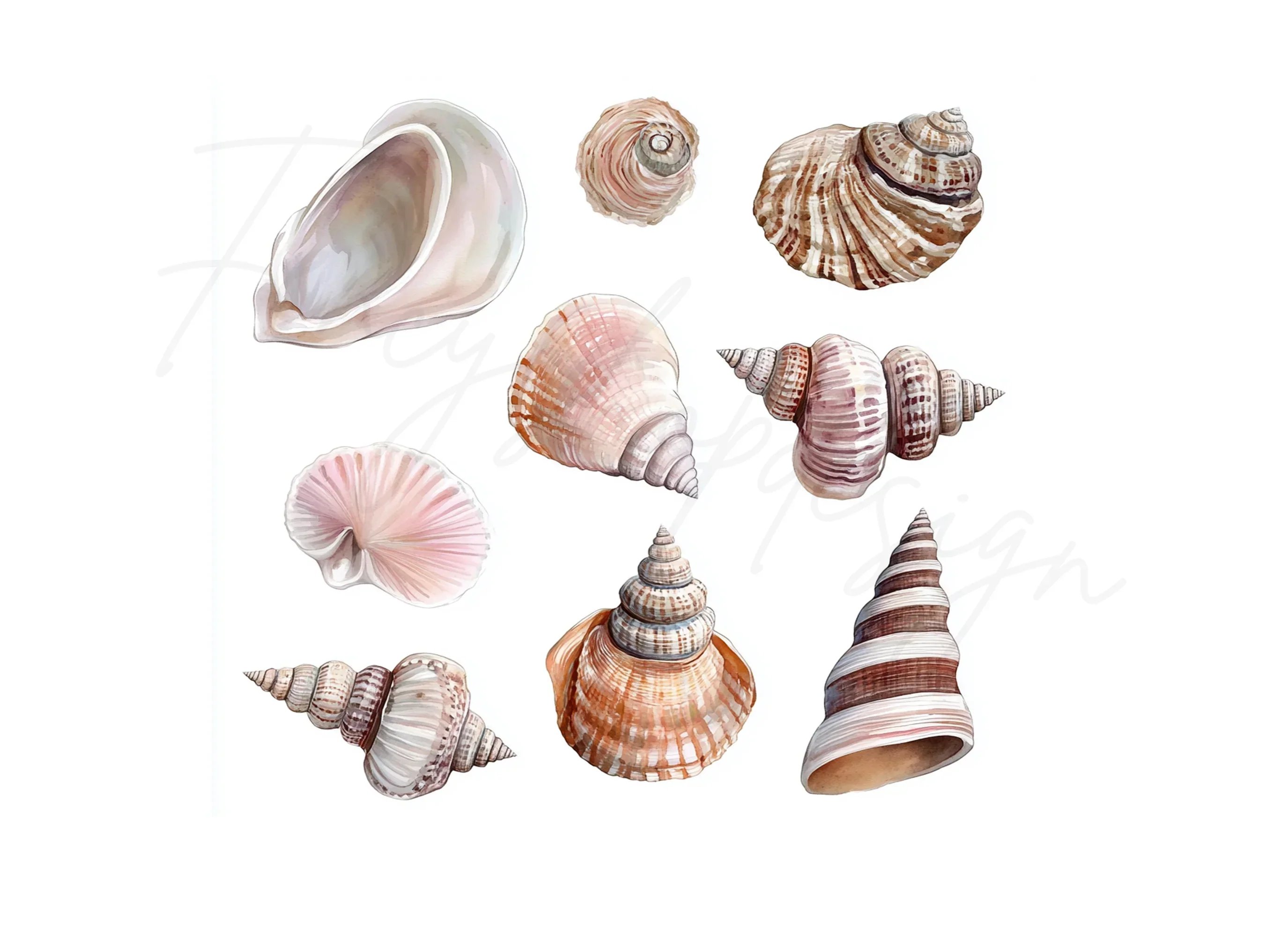 Diverse Seashell Clipart Bundle - Image 3