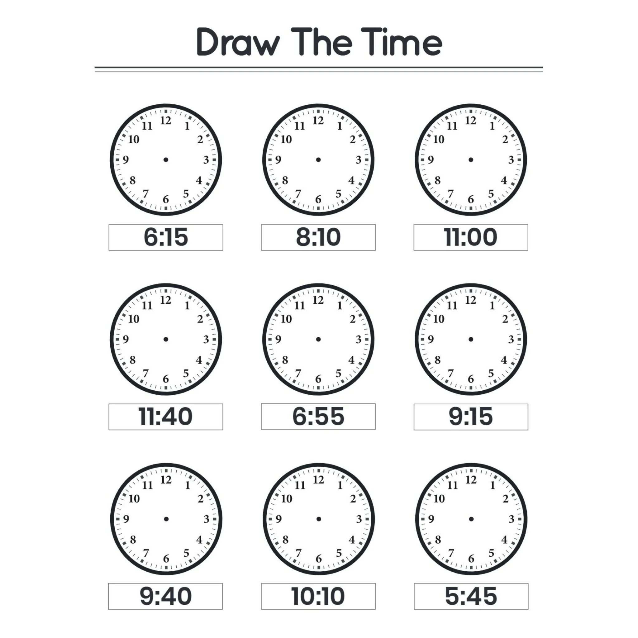 Draw the Time Worksheets for Kindergarten - Image 4