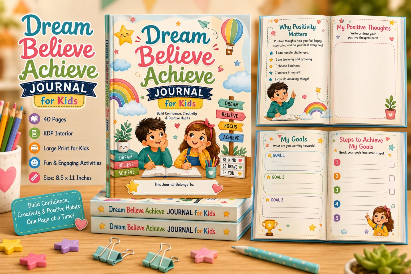 Dream Believe Achieve For Kids Journal