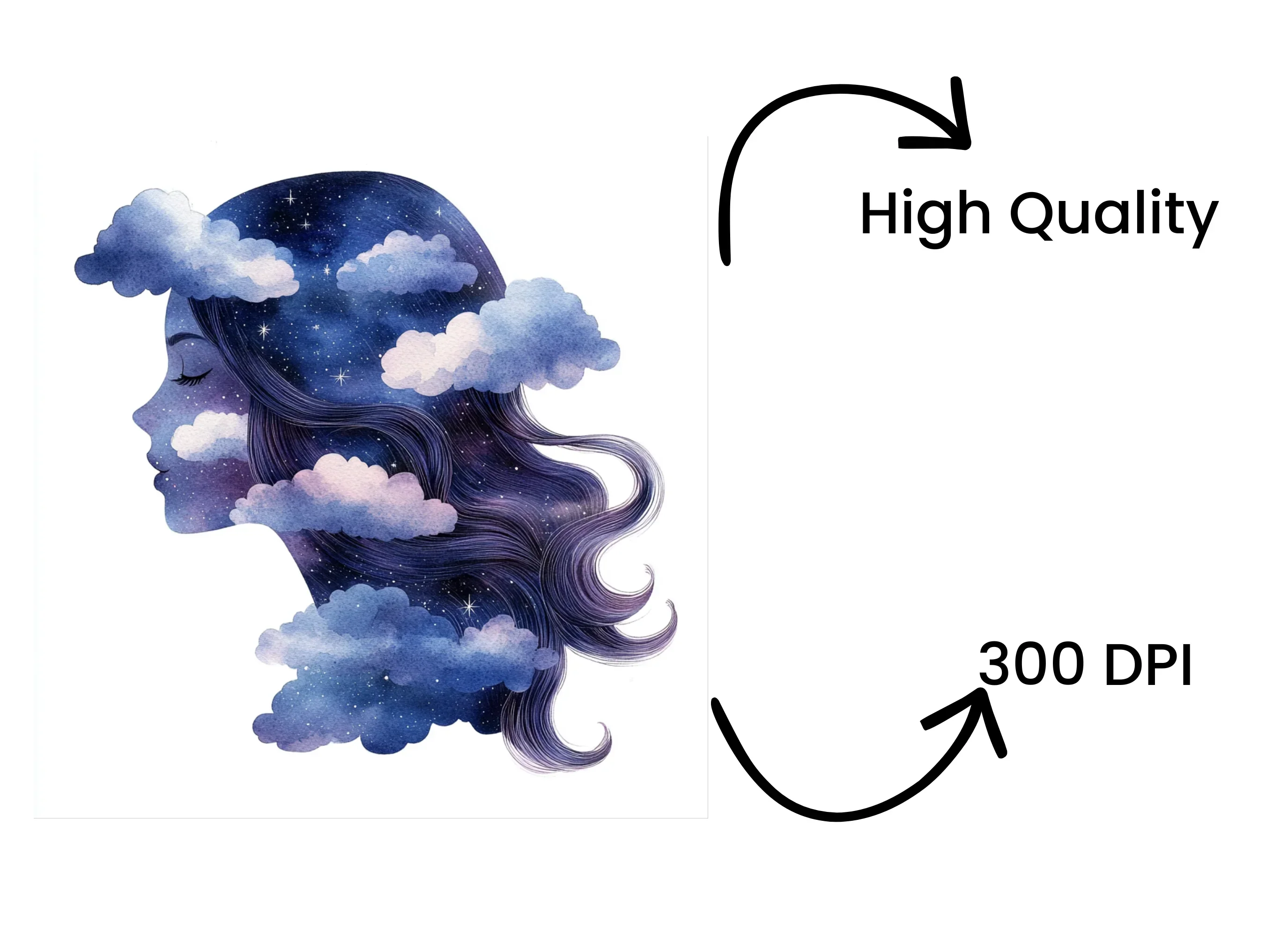 Dreamy Galaxy Hair Cloud Clipart Bundle - Image 4