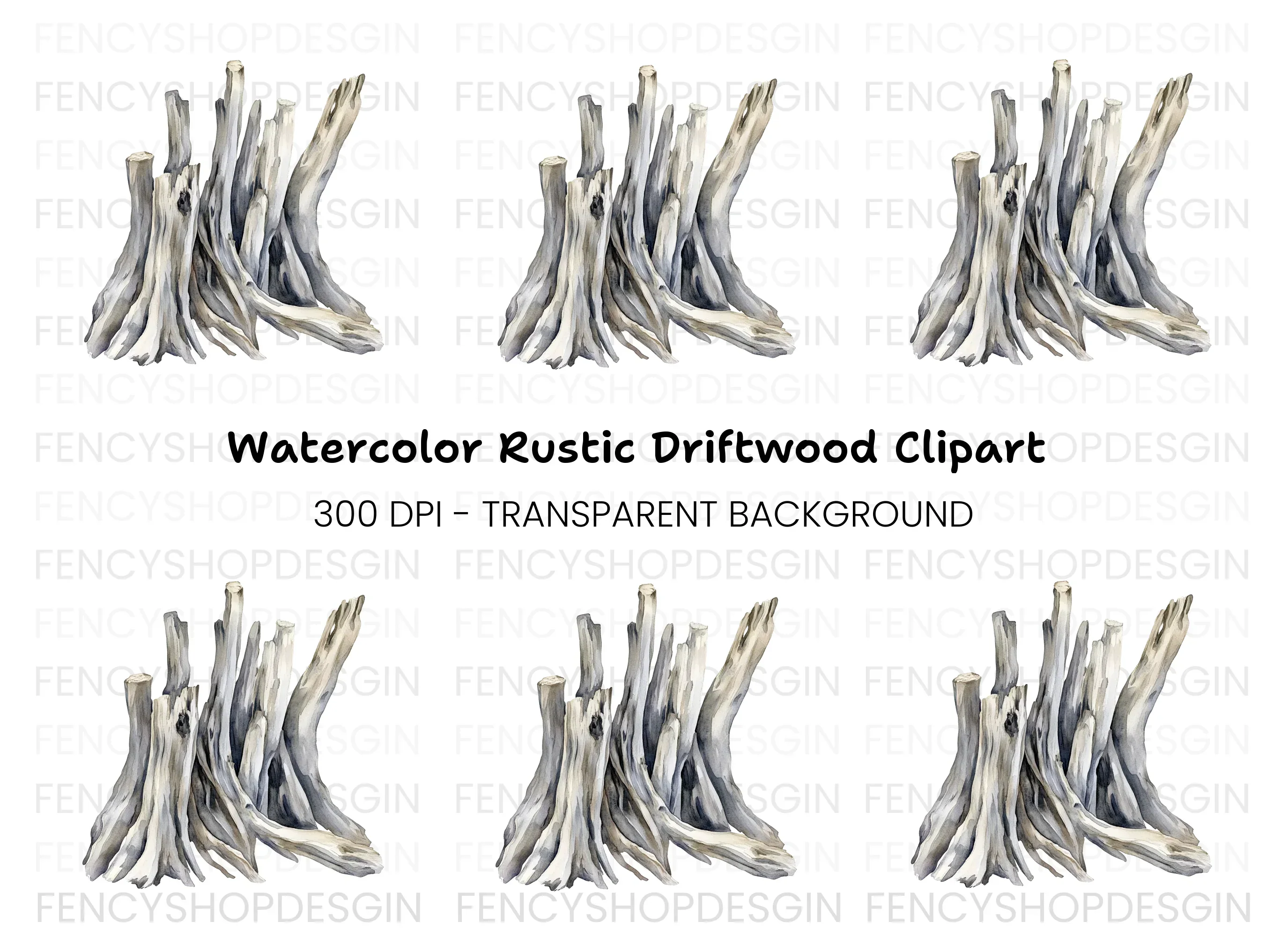 Driftwood Stack Clipart Bundle