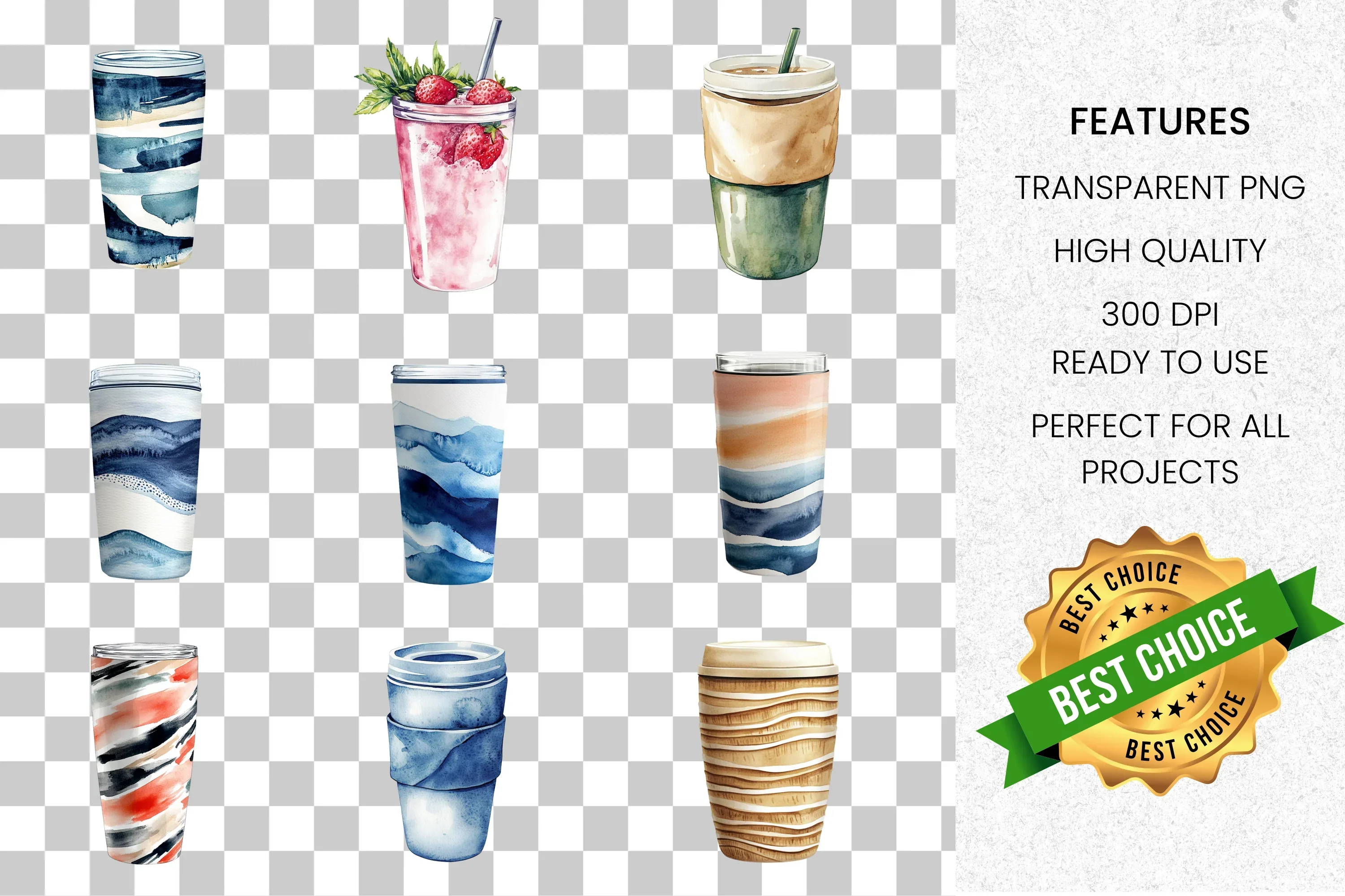 Drink Tumblers Clipart Bundle - Image 2