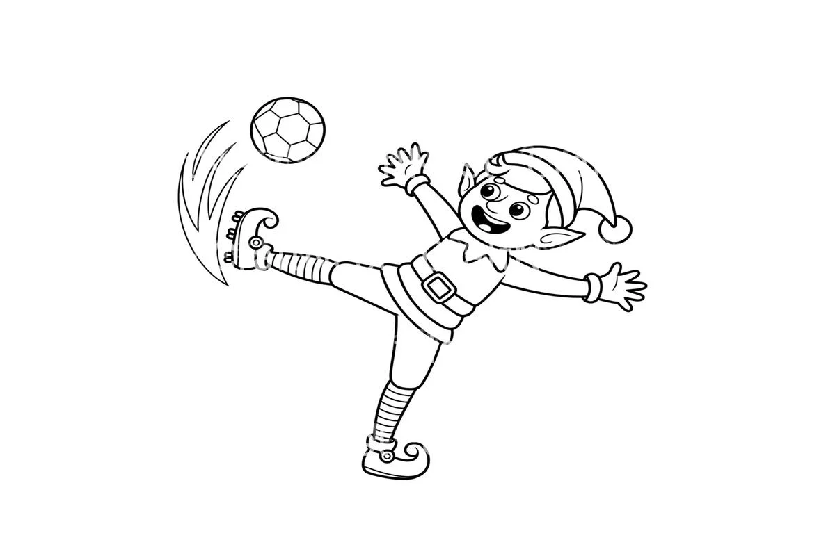 Dynamic Elf Soccer Action Coloring Books - Image 4