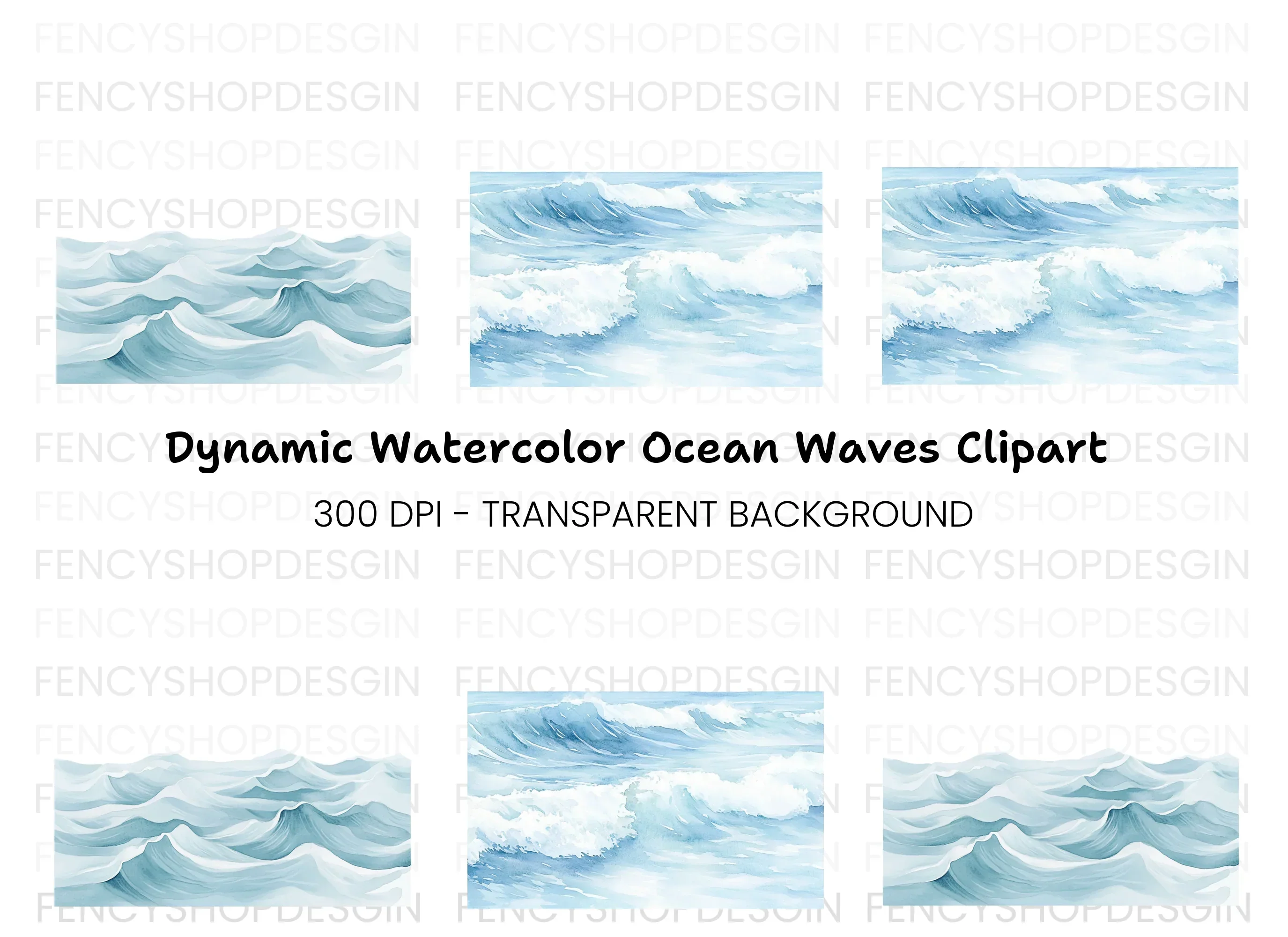 Dynamic Ocean Waves Clipart Bundle