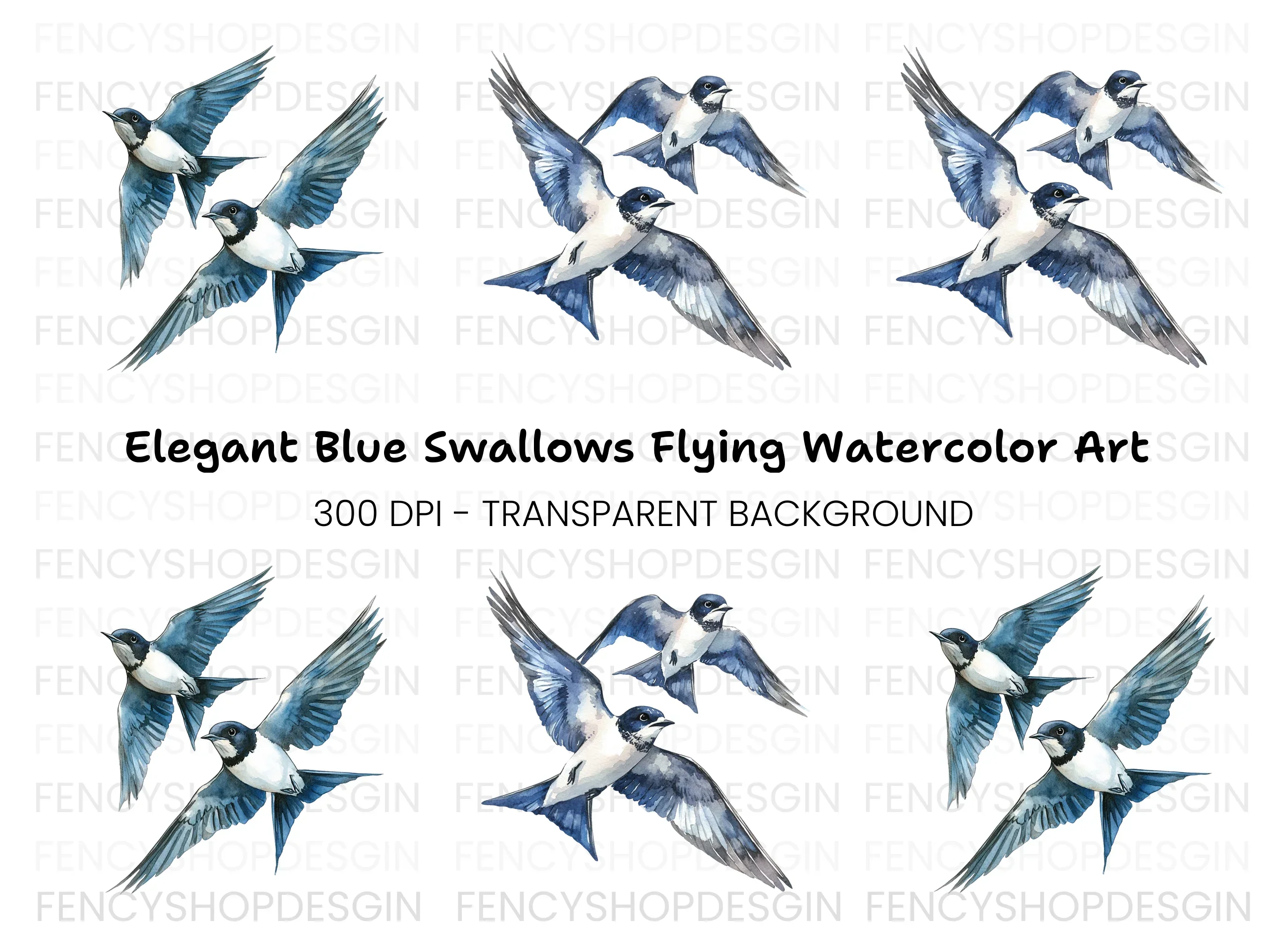 Dynamic Swallow Flight Clipart Bundle