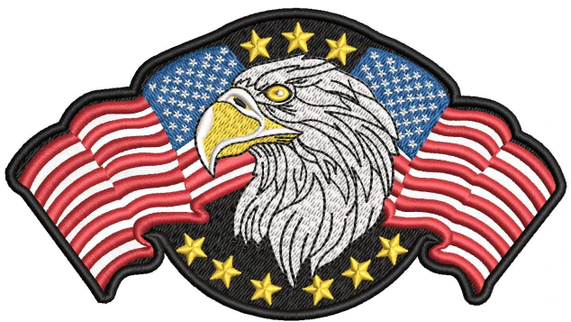 Eagle With Flag Embroidery Design