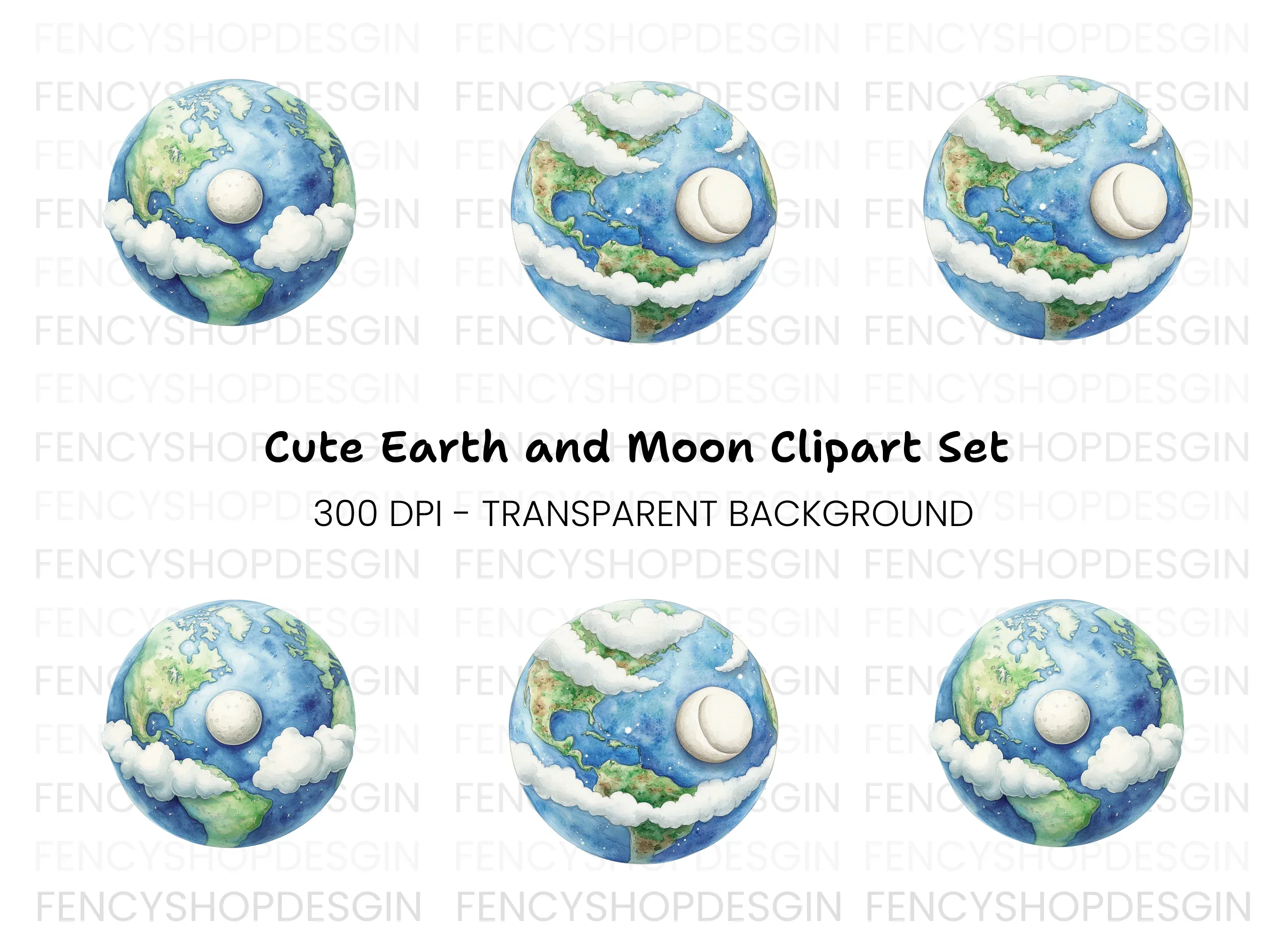 Earth and Moon Clipart Bundle