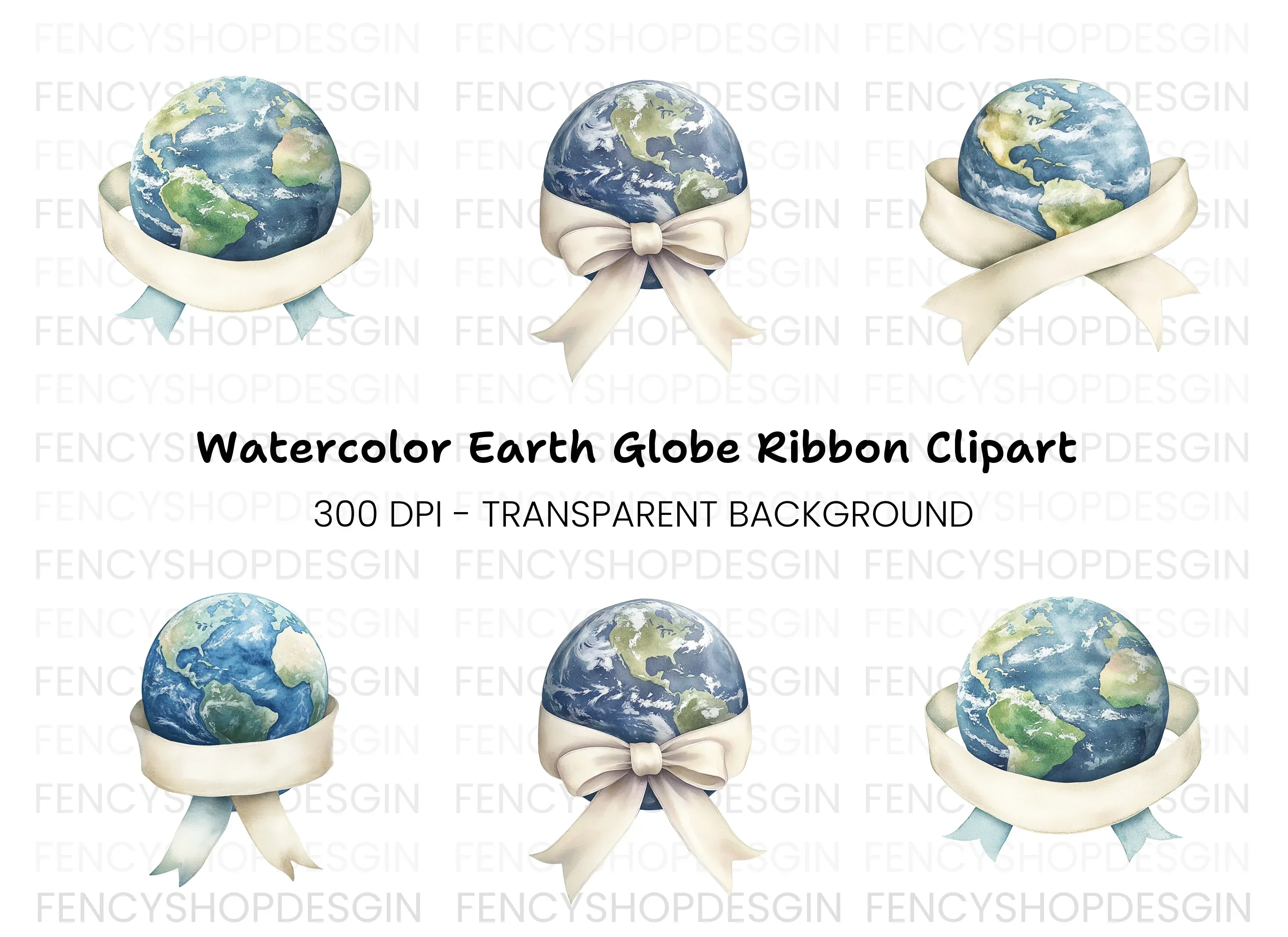 Earth Ribbons Clipart Bundle